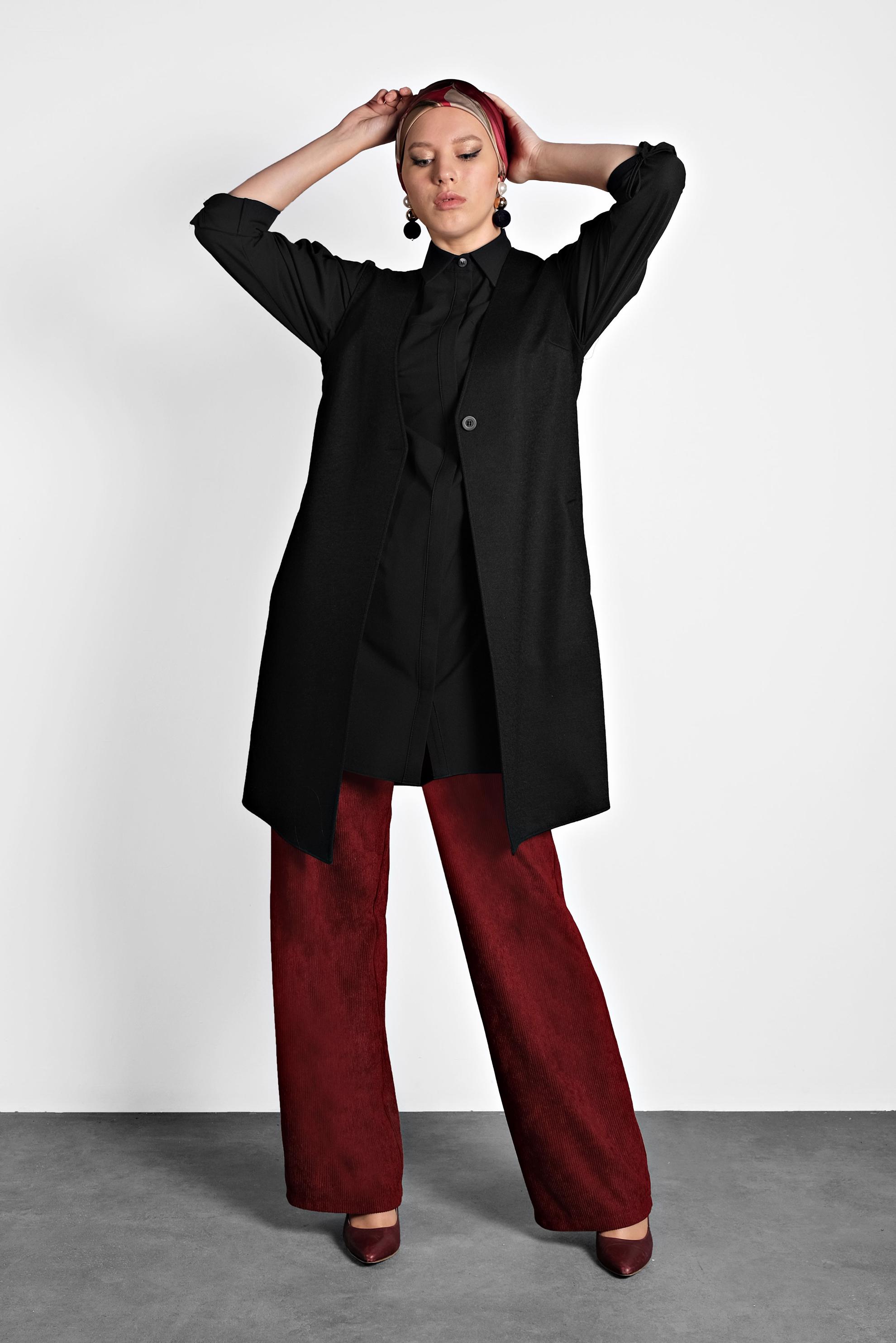 Tesettür giyim BORDO FİTİLLİ KADİFE PANTOLON 70026