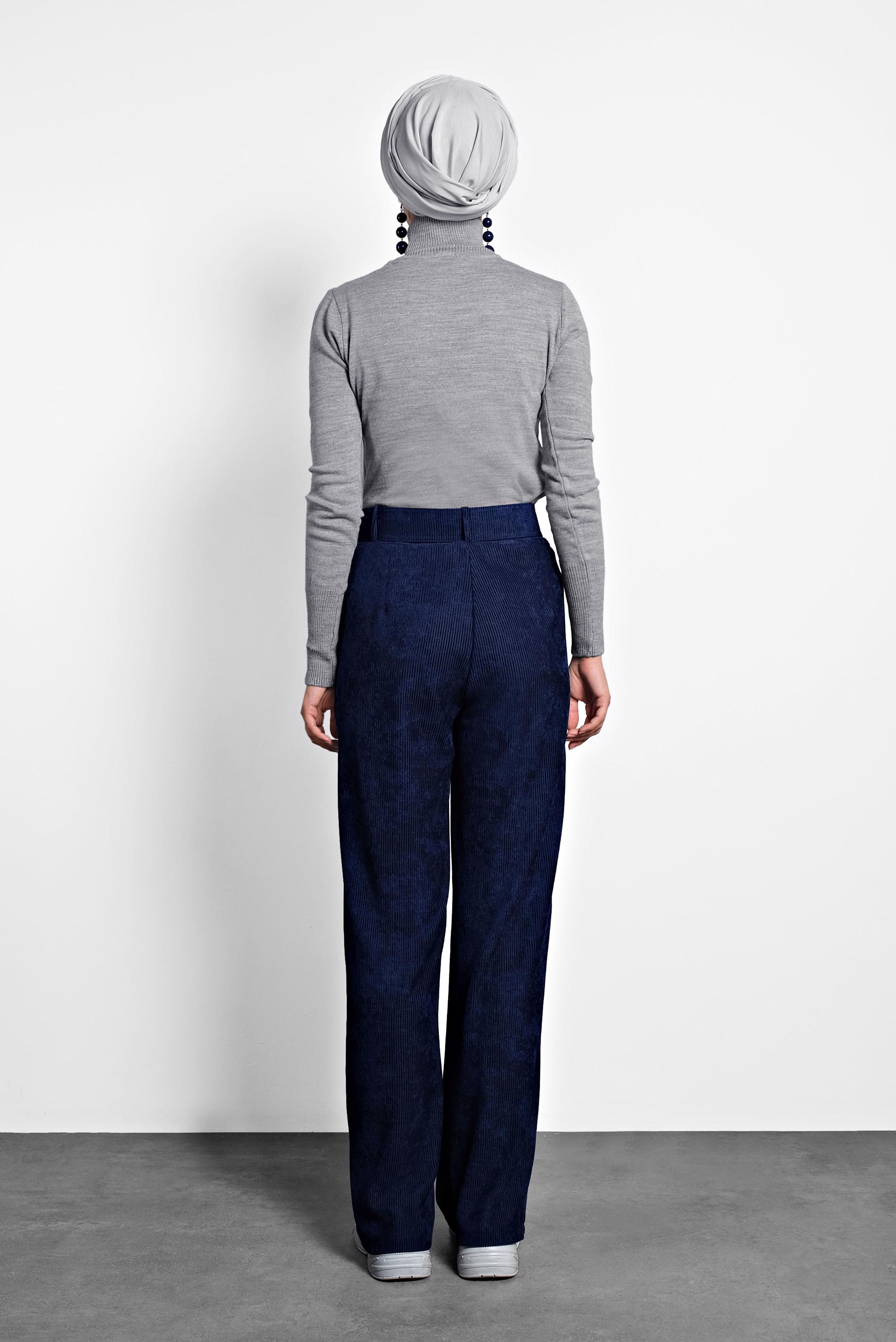 Tesettür giyim LACİVERT FİTİLLİ KADİFE PANTOLON 70026