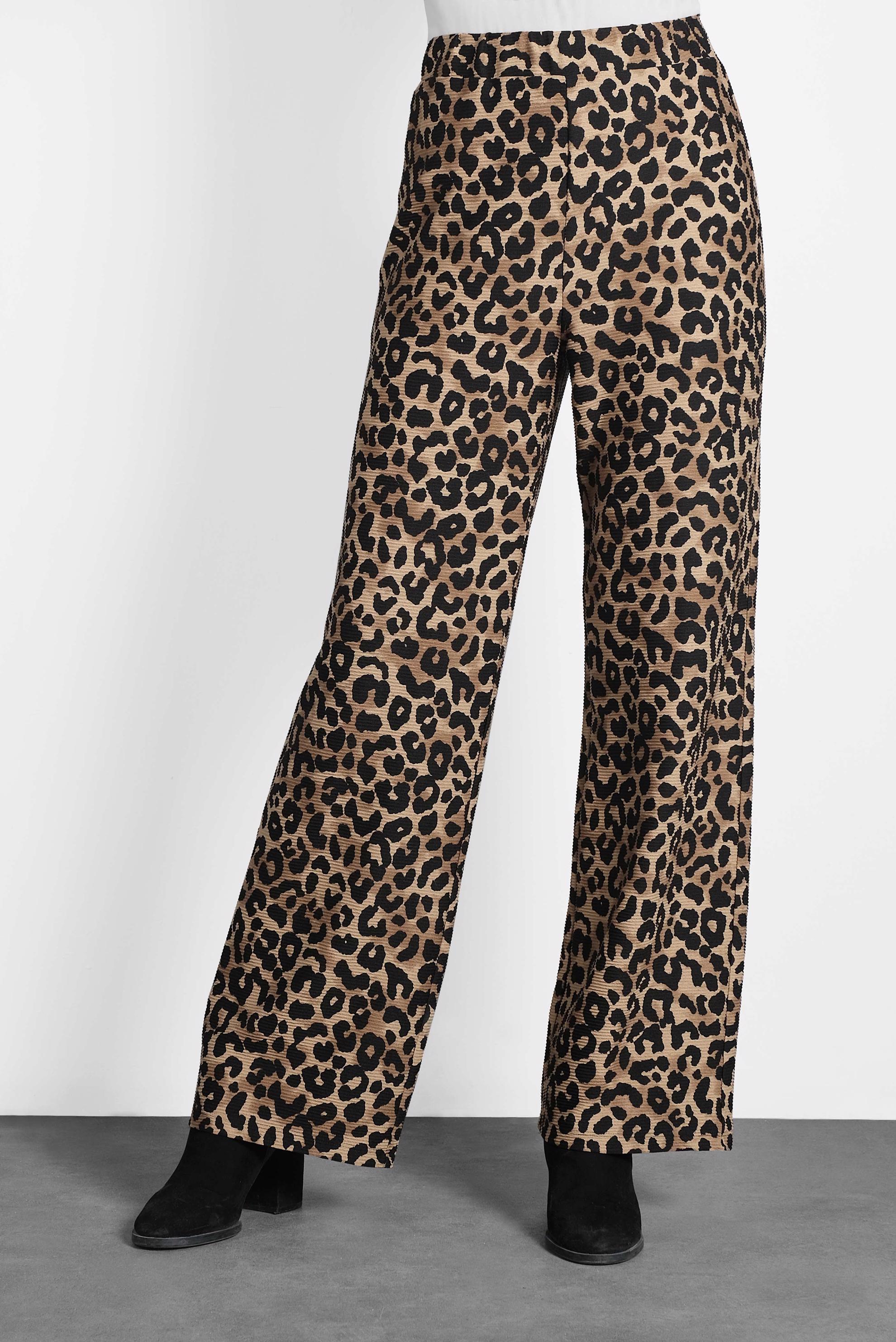 Tesettür giyim BEJ LEOPAR BELİ LASTİKLİ PANTOLON 70027