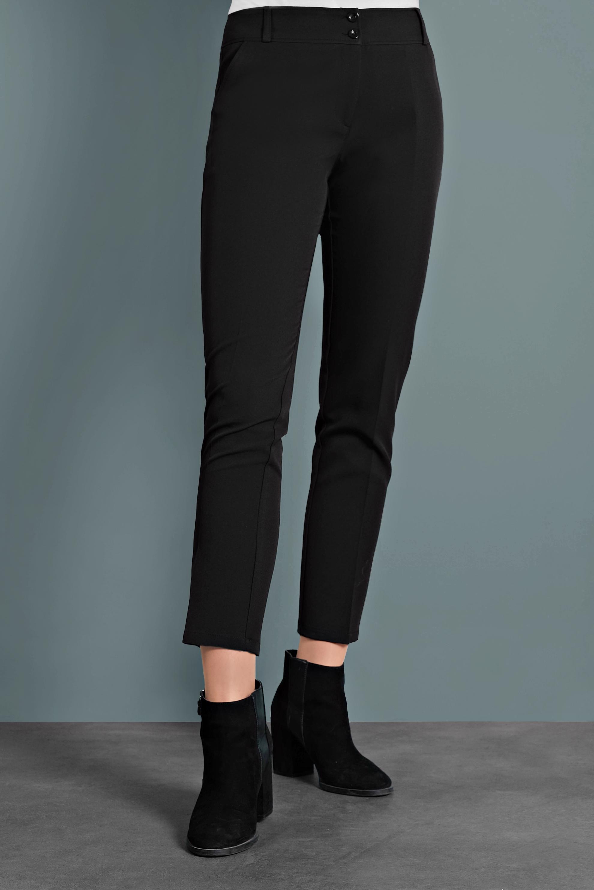 Tesettür giyim SİYAH DAR PAÇA ARA BEL DÜĞMELİ PANTOLON 70030