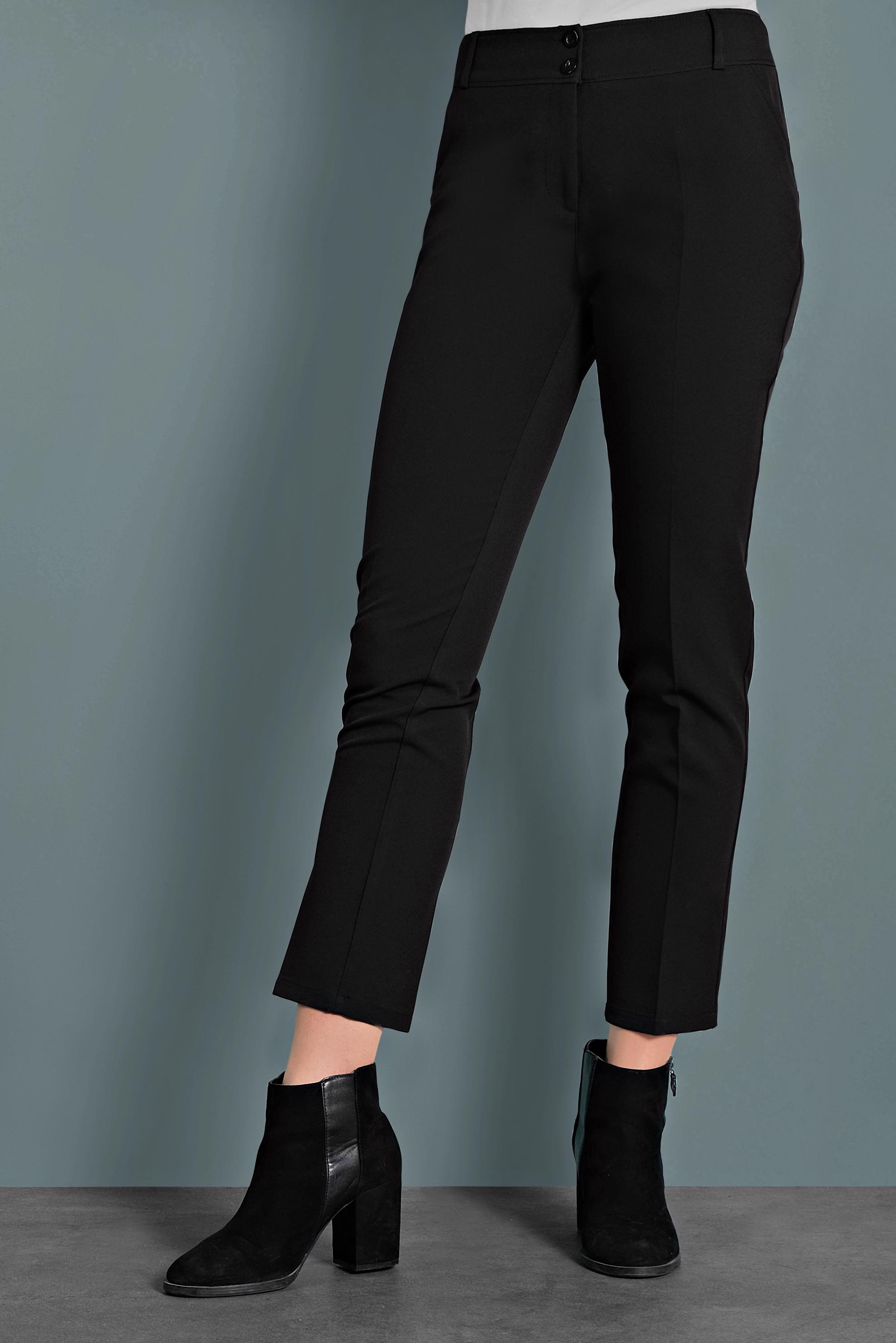 Tesettür giyim SİYAH DAR PAÇA ARA BEL DÜĞMELİ PANTOLON 70030