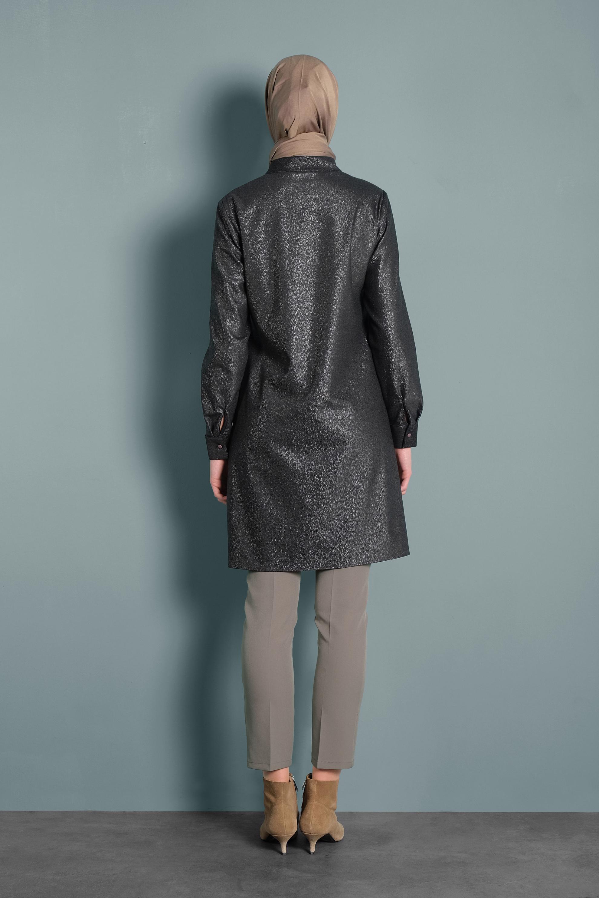 Tesettür giyim GRİ DAR PAÇA ARA BEL DÜĞMELİ PANTOLON 70030