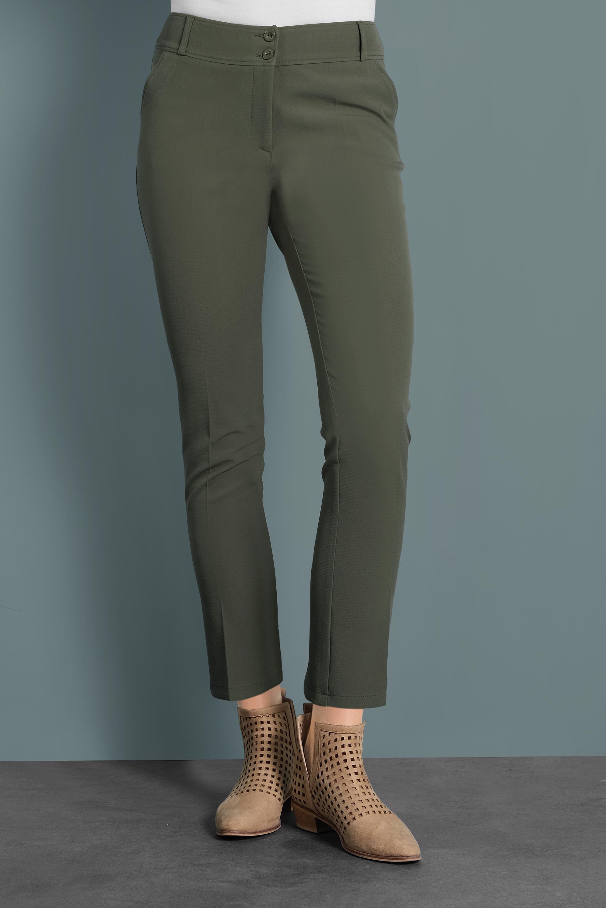 Tesettür giyim HAKİ DAR PAÇA ARA BEL DÜĞMELİ PANTOLON 70030