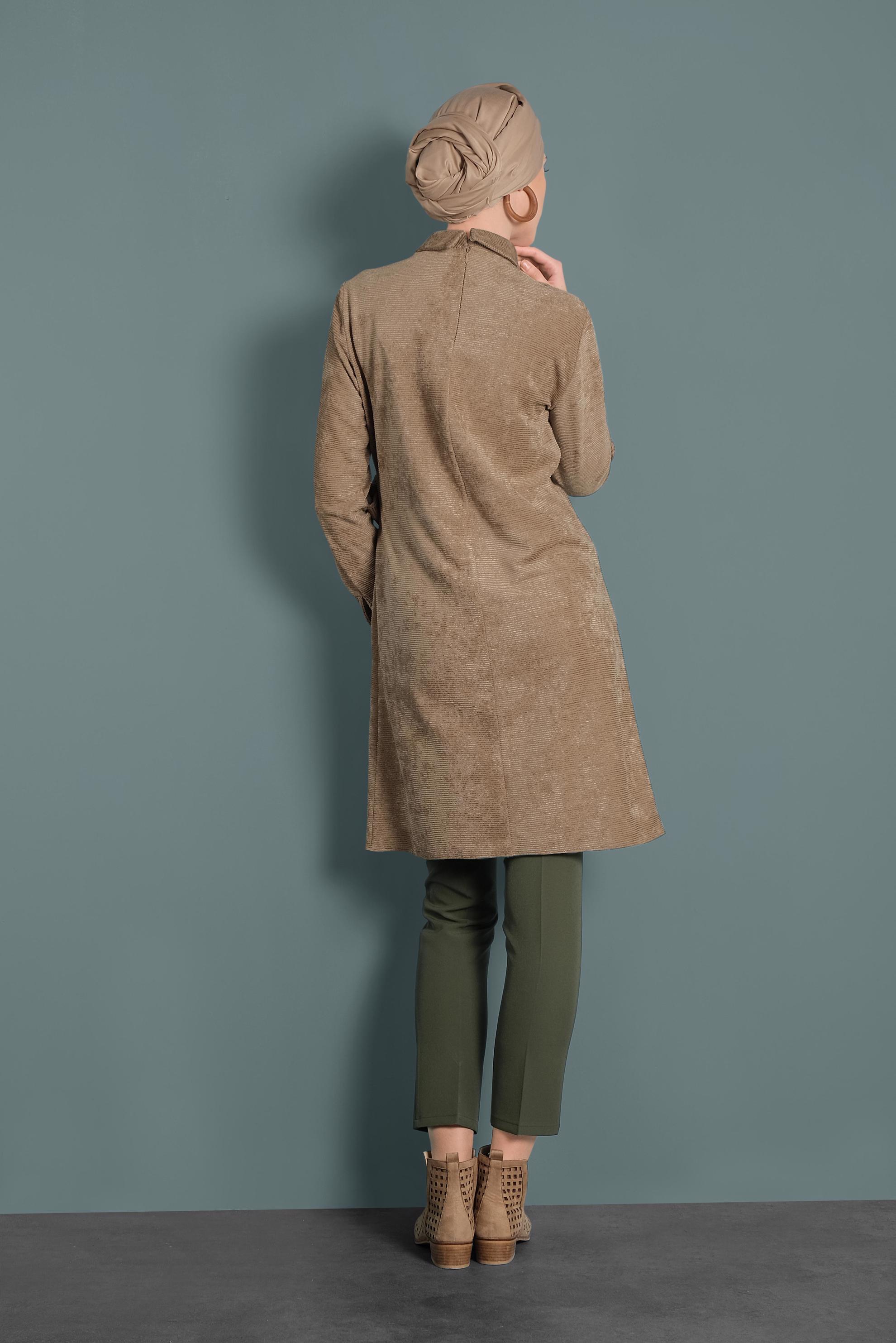 Tesettür giyim HAKİ DAR PAÇA ARA BEL DÜĞMELİ PANTOLON 70030