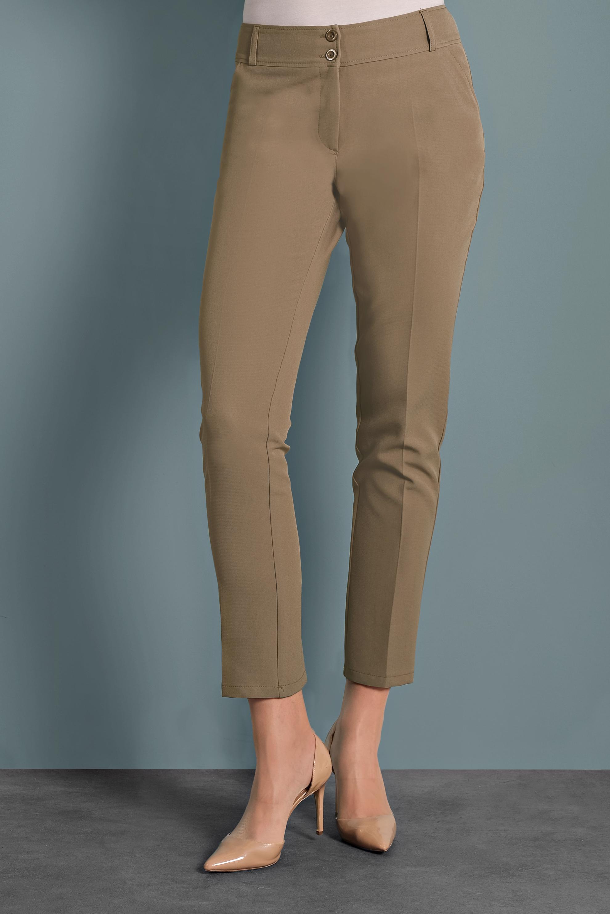 Tesettür giyim BEJ DAR PAÇA ARA BEL DÜĞMELİ PANTOLON 70030