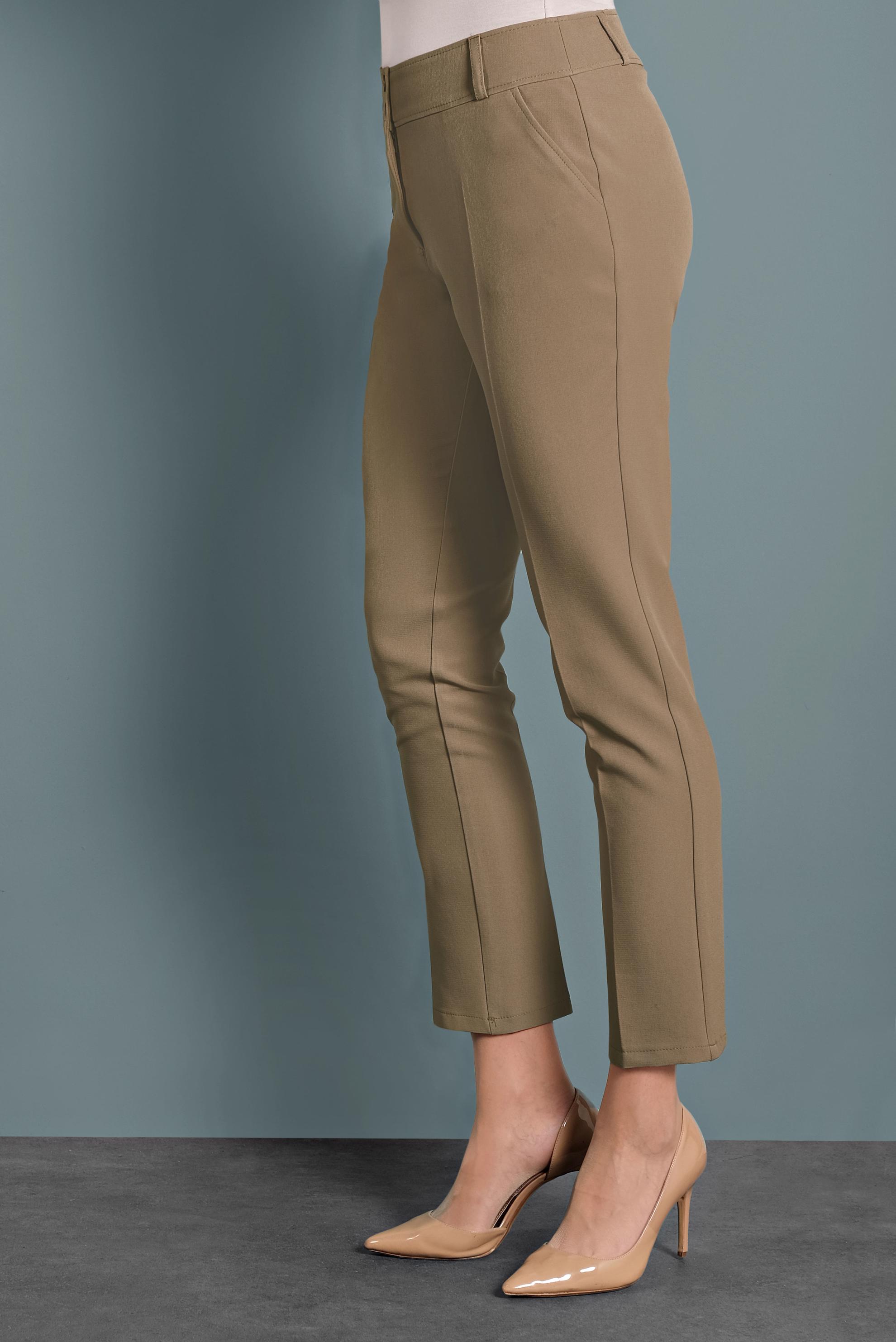 Tesettür giyim BEJ DAR PAÇA ARA BEL DÜĞMELİ PANTOLON 70030