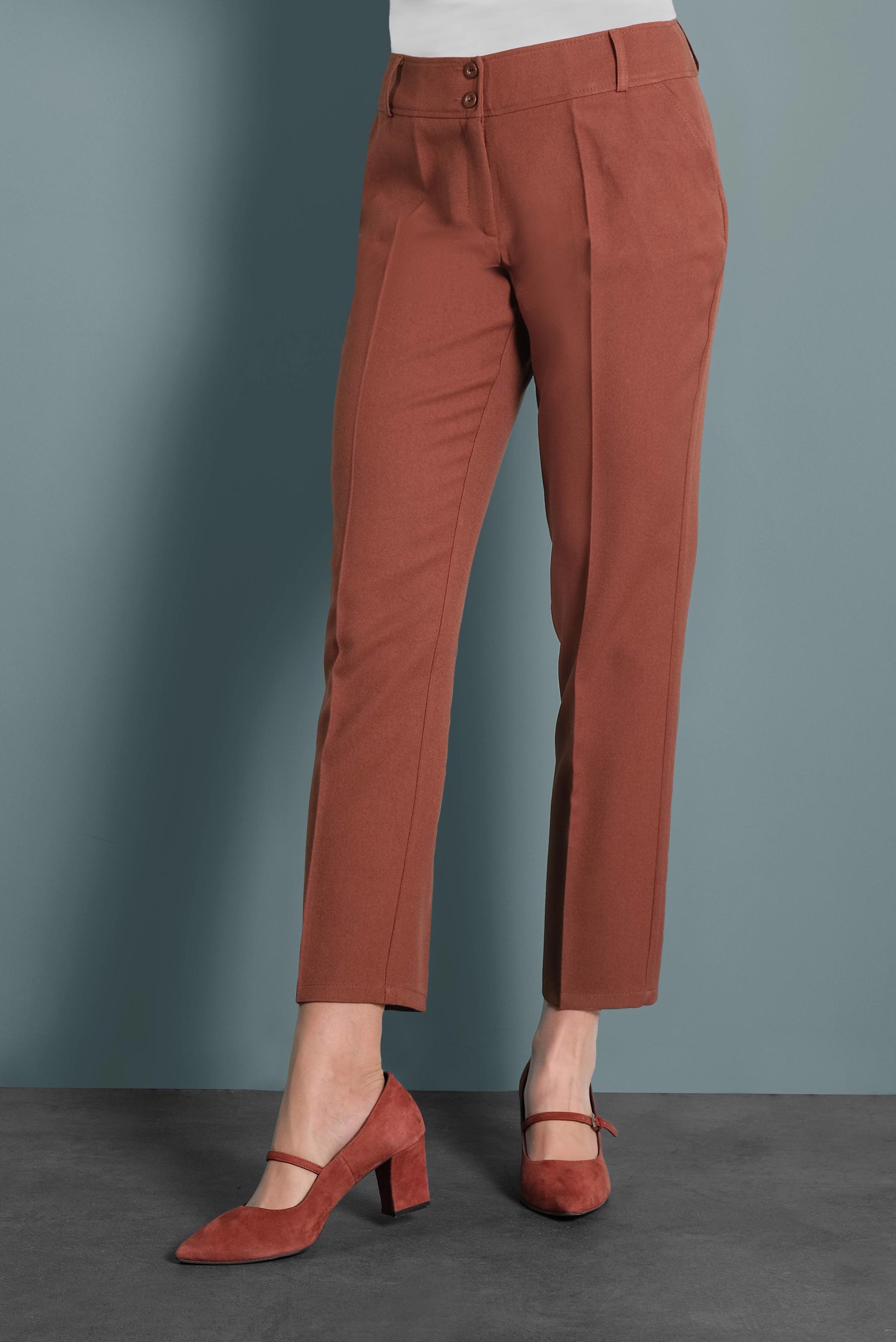 Tesettür giyim TURUNCU DAR PAÇA ARA BEL DÜĞMELİ PANTOLON 70030