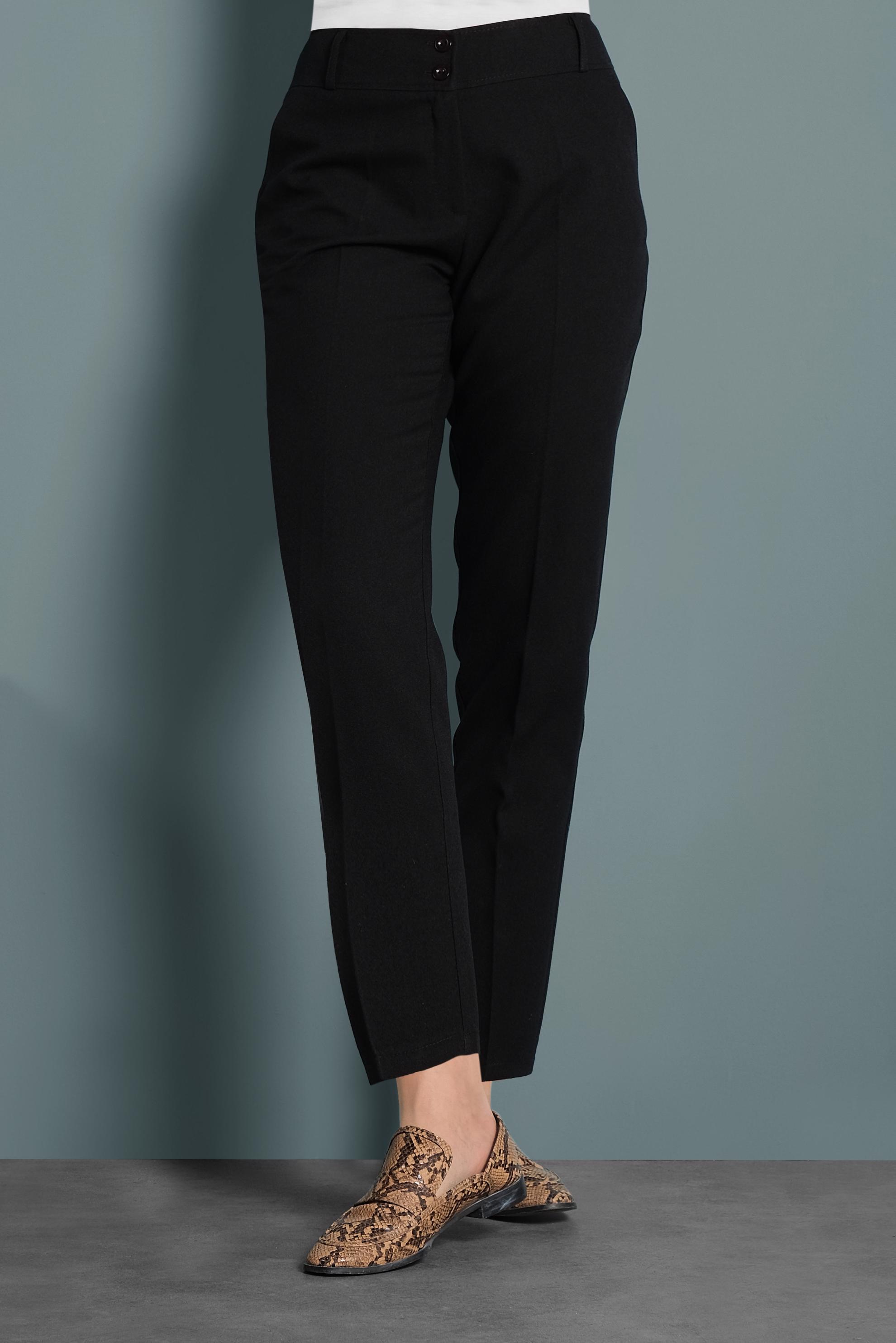 Tesettür giyim SİYAH DÜĞMELİ ARA BEL KUMAŞ PANTOLON 70031