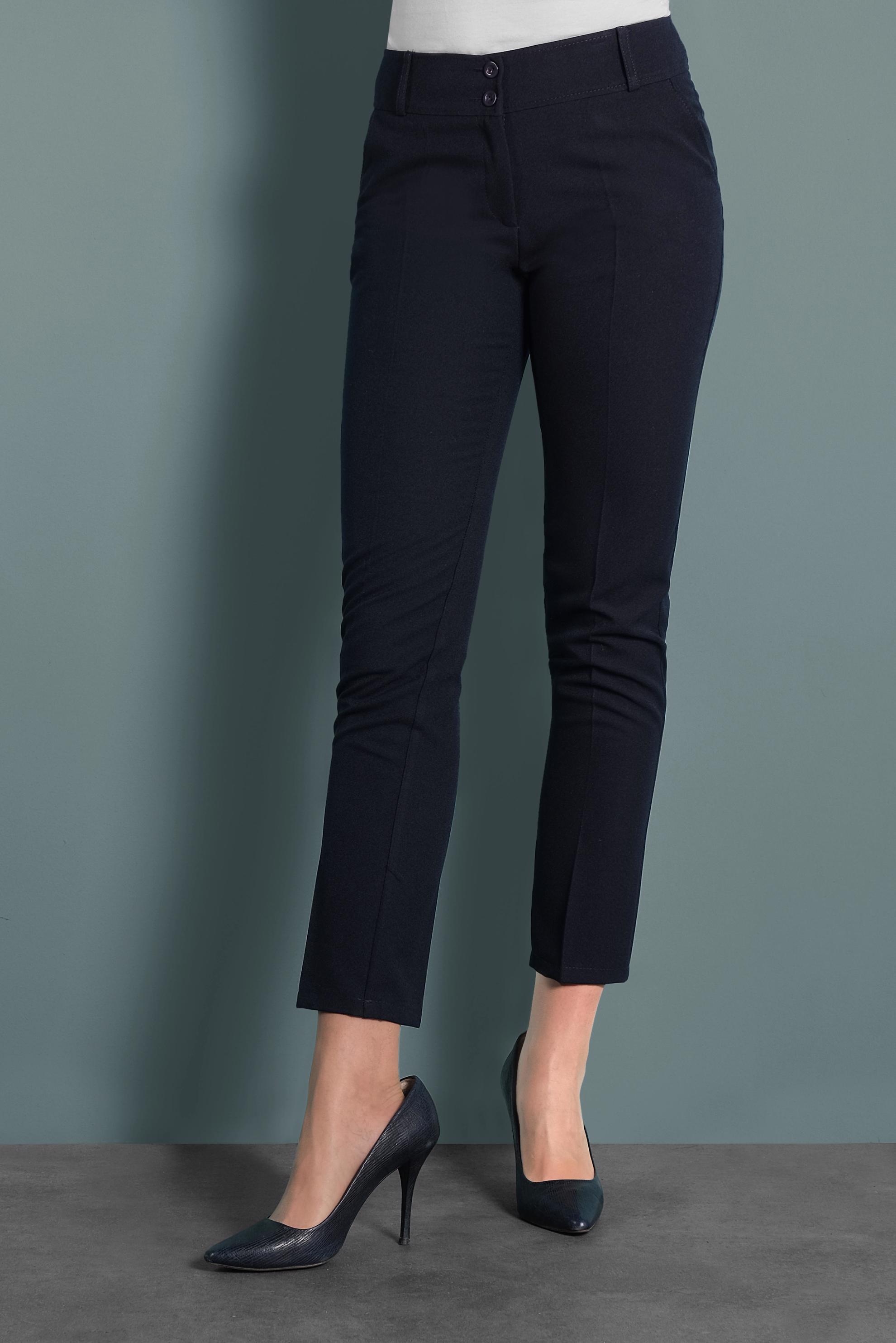 Tesettür giyim LACİVERT DÜĞMELİ ARA BEL KUMAŞ PANTOLON 70031