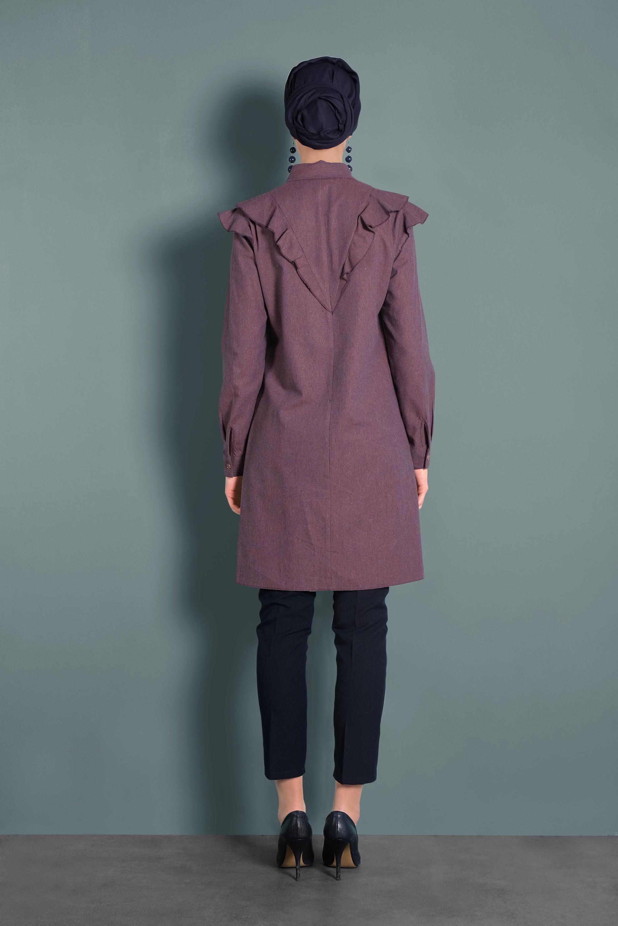 Tesettür giyim LACİVERT DÜĞMELİ ARA BEL KUMAŞ PANTOLON 70031