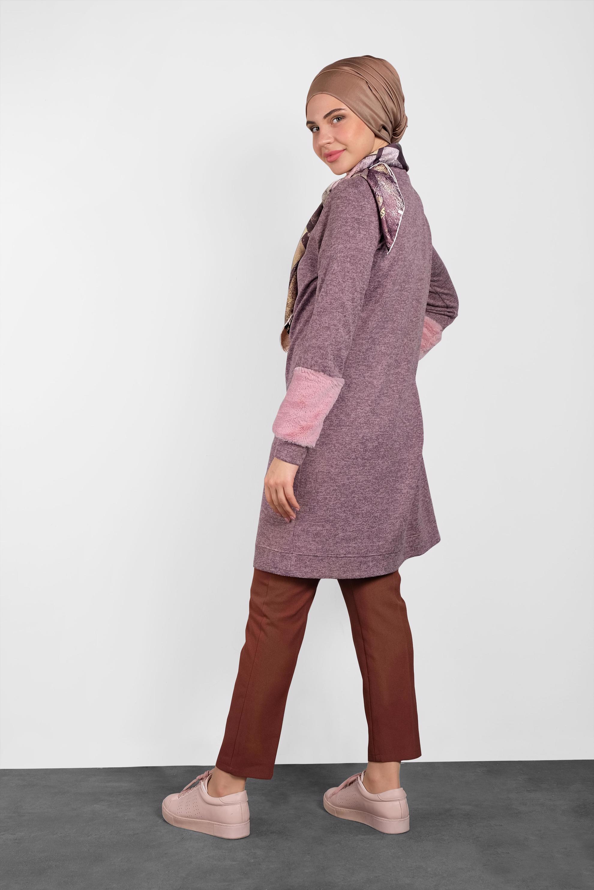 Tesettür giyim TABA DÜĞMELİ ARA BEL KUMAŞ PANTOLON 70031