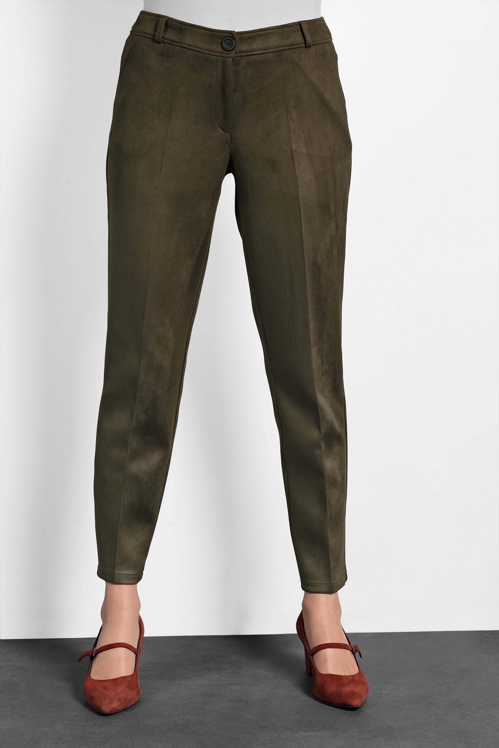 Tesettür giyim HAKİ YÜKSEK BEL SÜET PANTOLON 70032