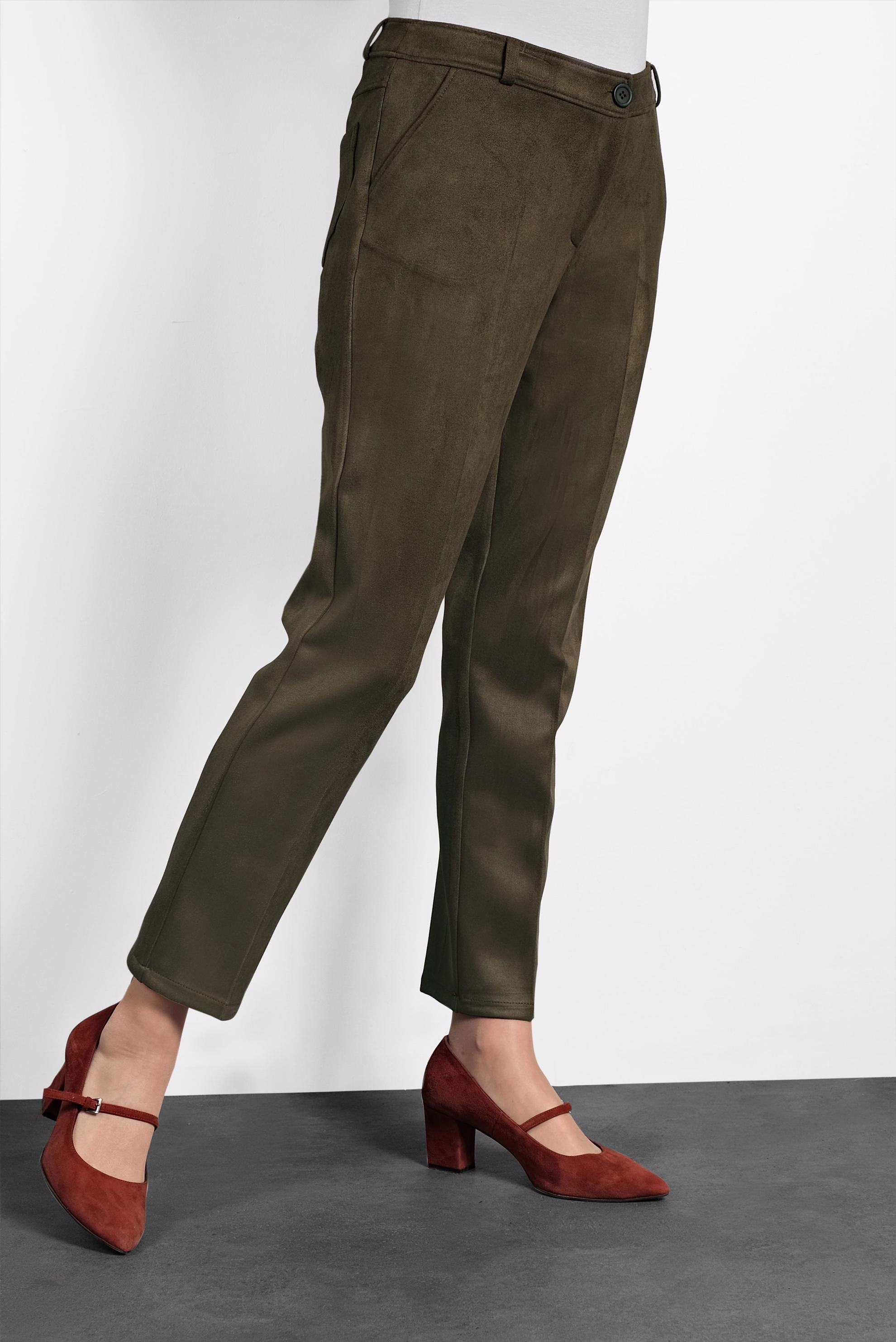 Tesettür giyim HAKİ YÜKSEK BEL SÜET PANTOLON 70032