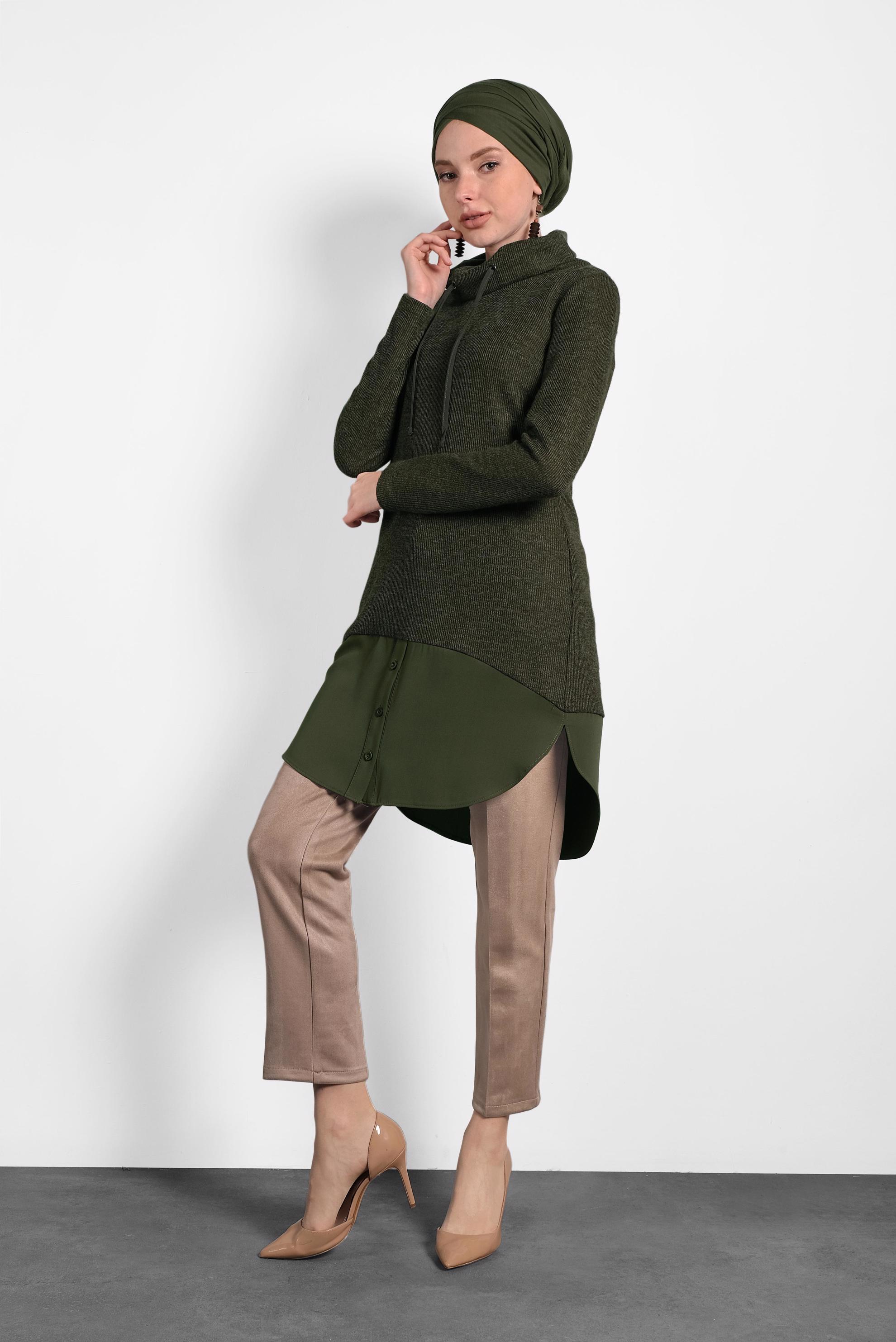 Tesettür giyim VİZON YÜKSEK BEL SÜET PANTOLON 70032