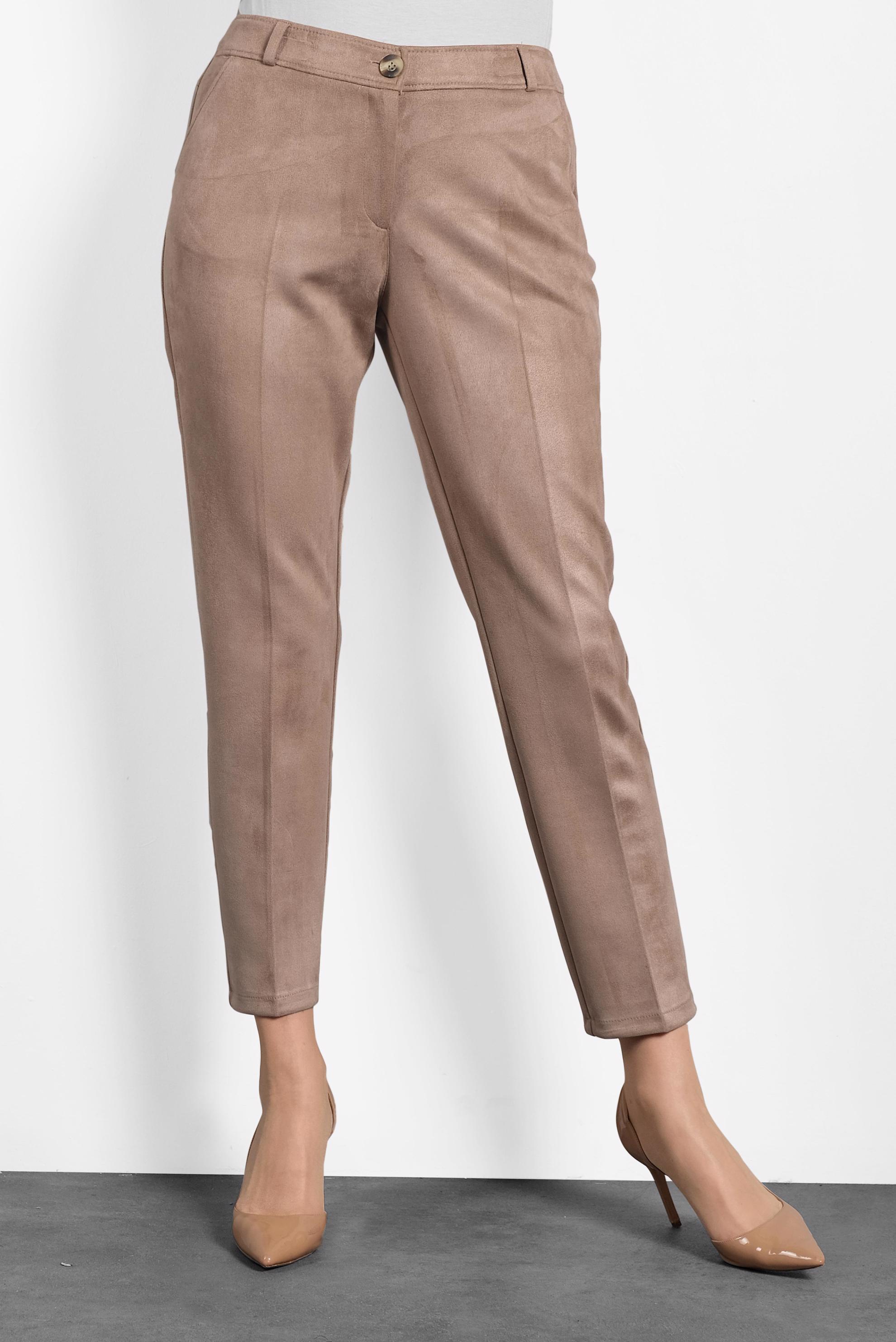 Tesettür giyim VİZON YÜKSEK BEL SÜET PANTOLON 70032