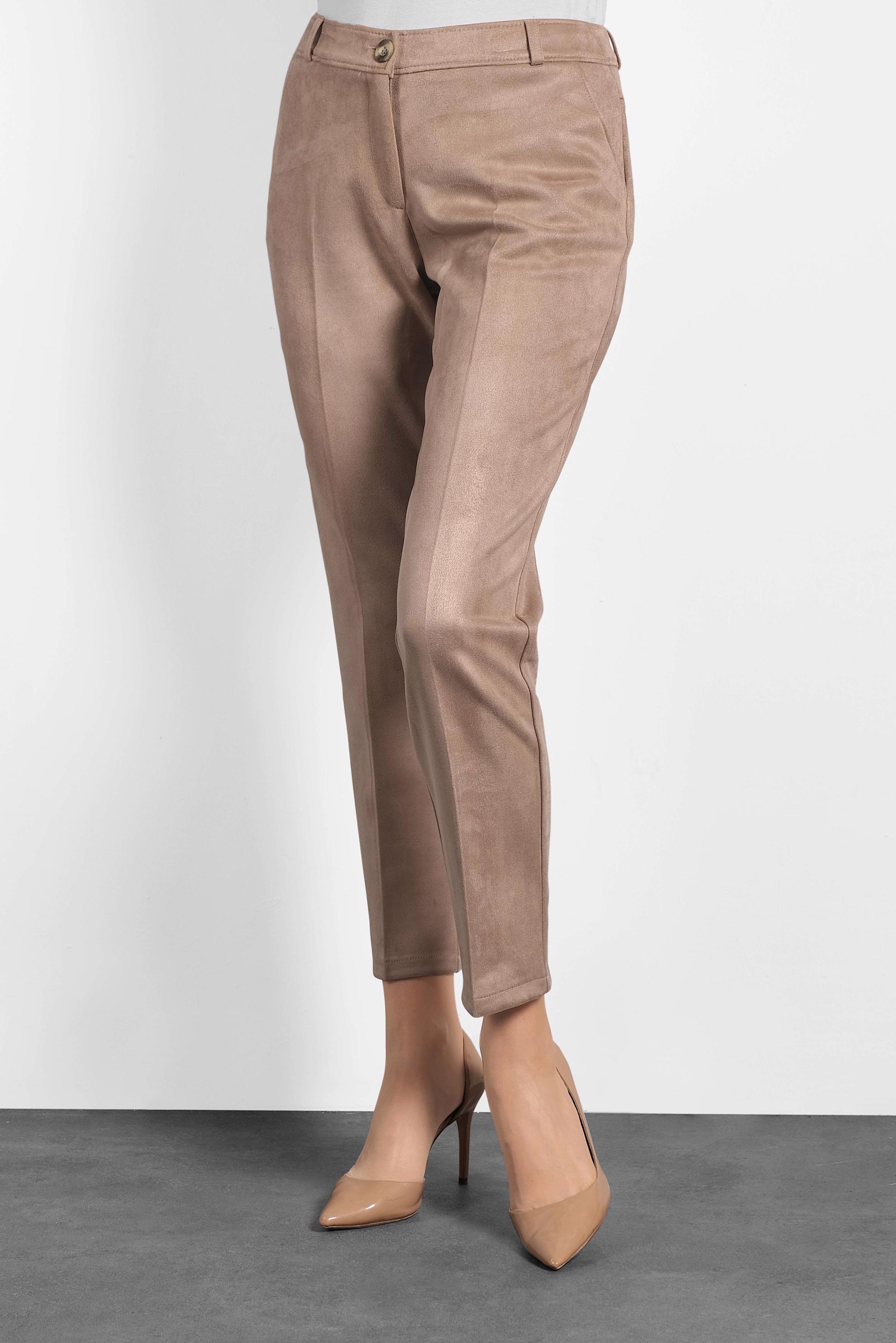 Tesettür giyim VİZON YÜKSEK BEL SÜET PANTOLON 70032