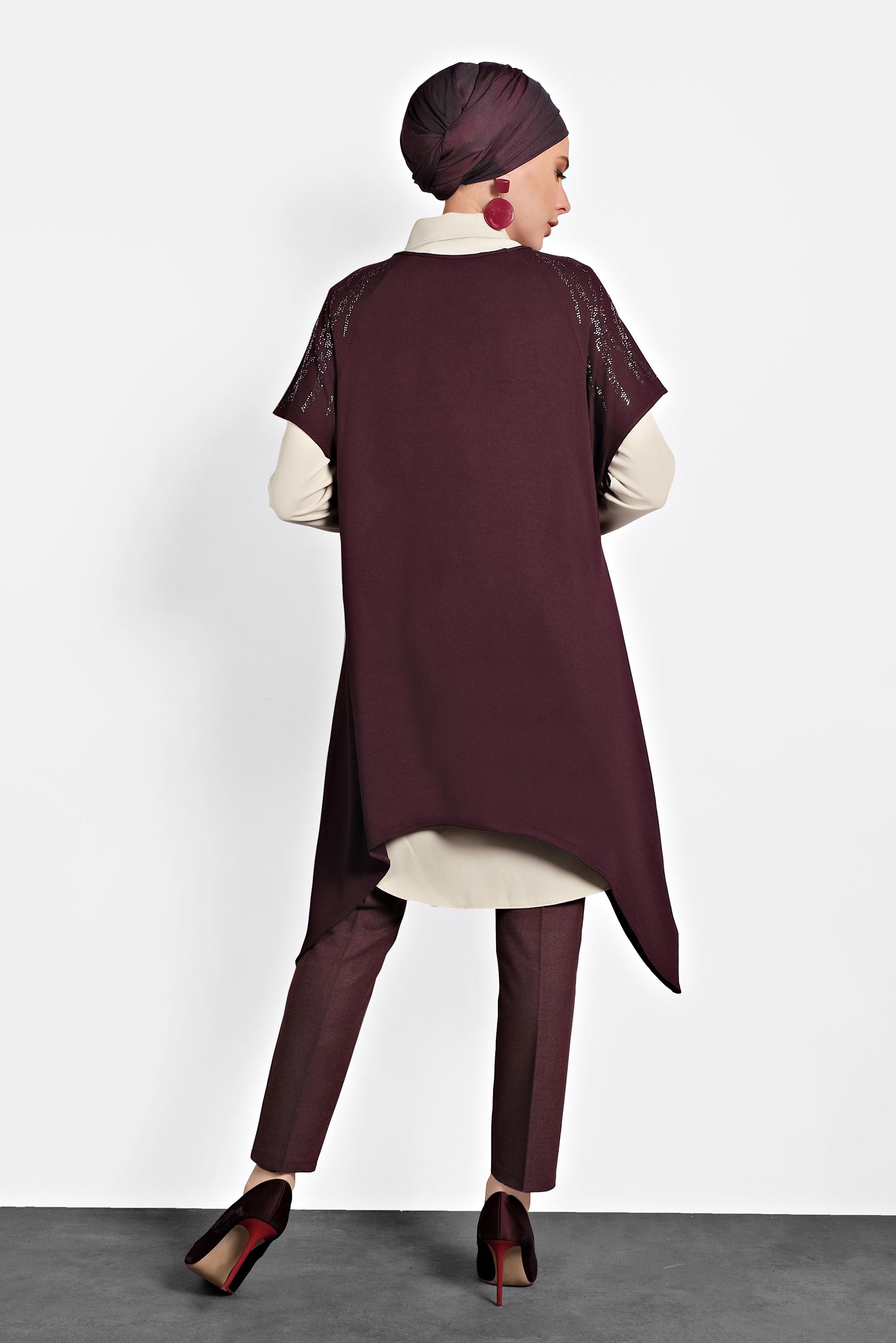 Tesettür giyim BORDO YÜKSEL BEL PANTOLON 70034