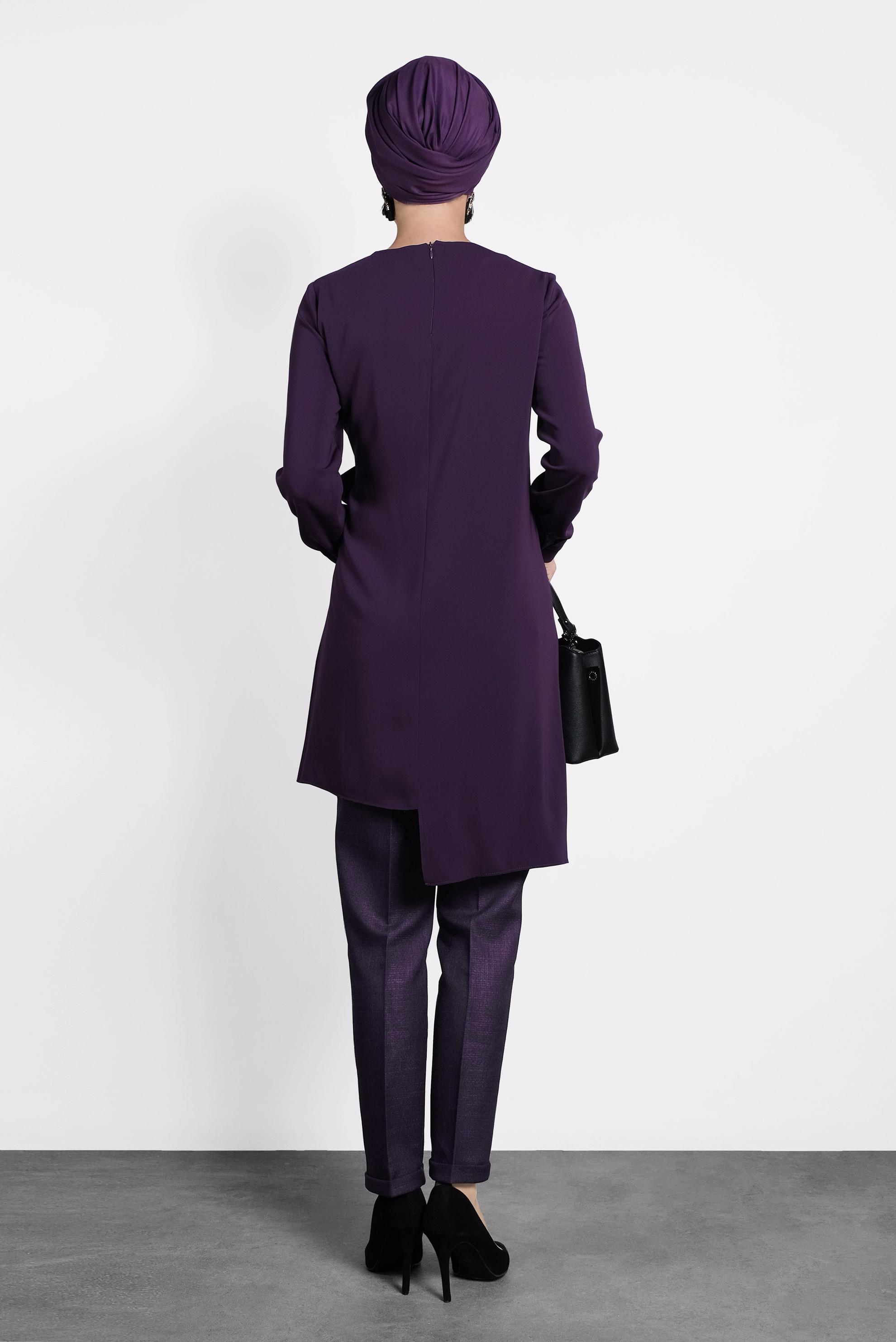 Tesettür giyim MOR ARA BEL BORU PAÇA PANTOLON 70011-1