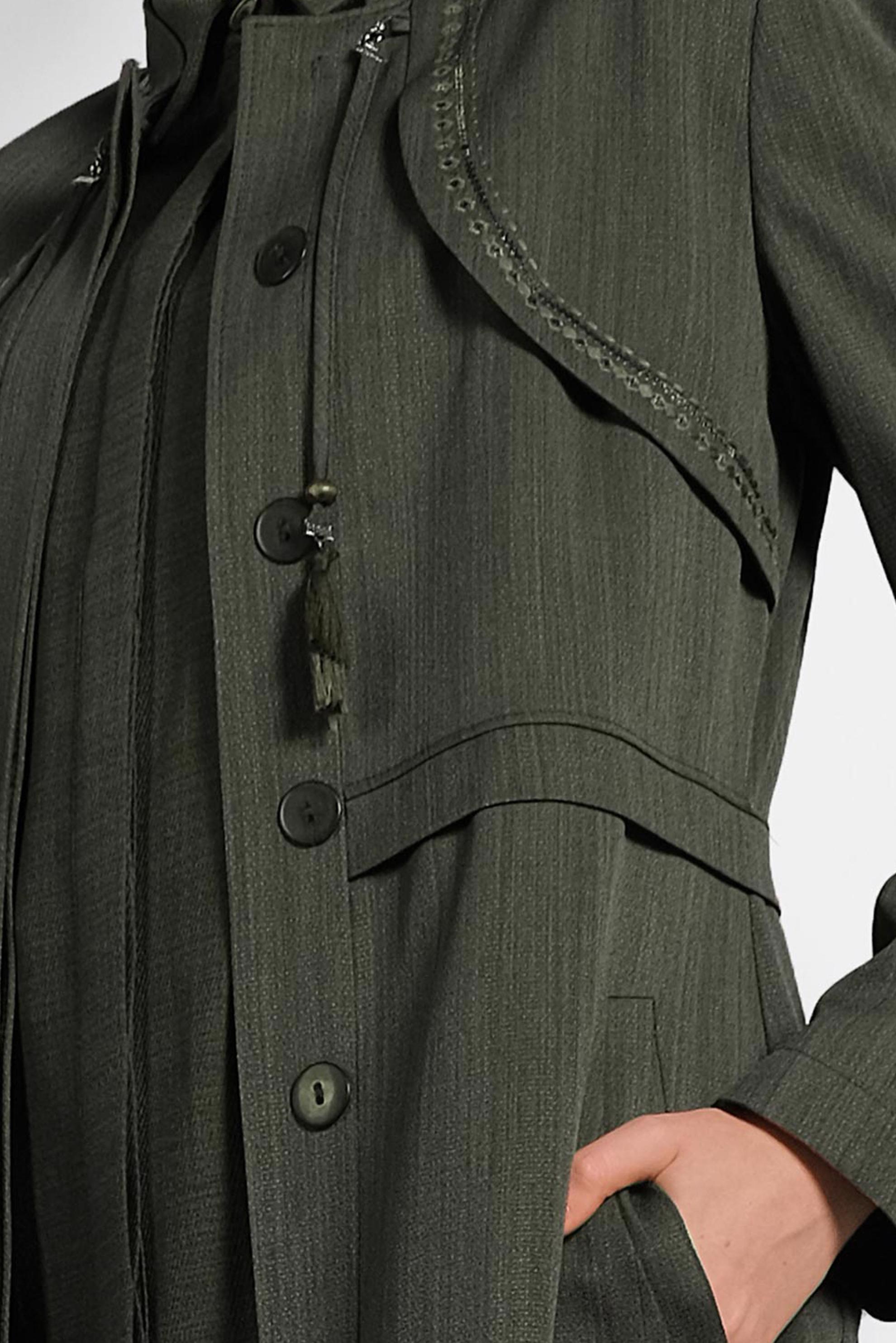 Hijab clothing KHAKI MANDARIN COLLAR HIDDEN BUTTONED TOPCOAT 10007