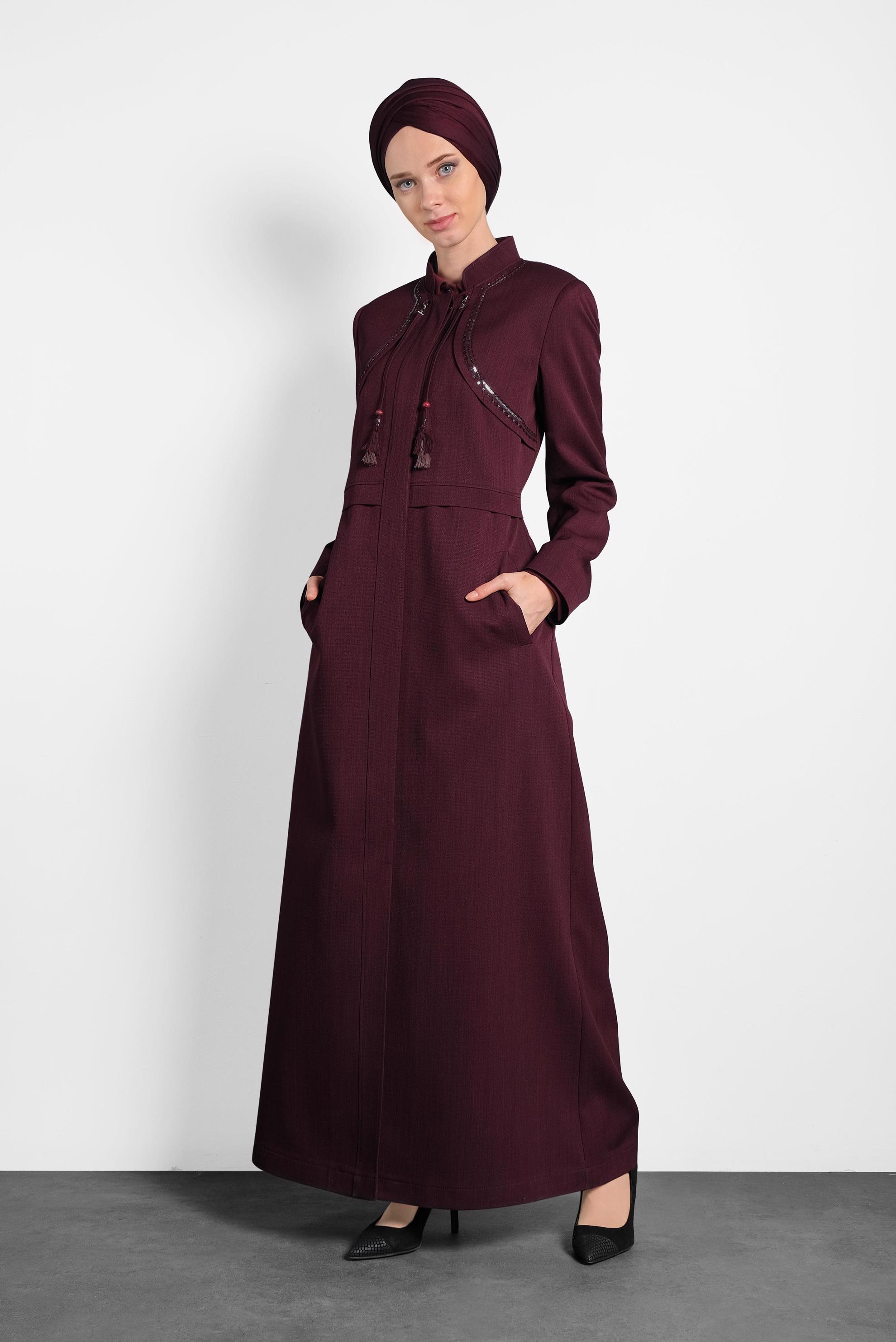 Tesettür giyim MÜRDÜM HAKİM YAKA GİZLİ DÜĞMELİ PARDESÜ 10007