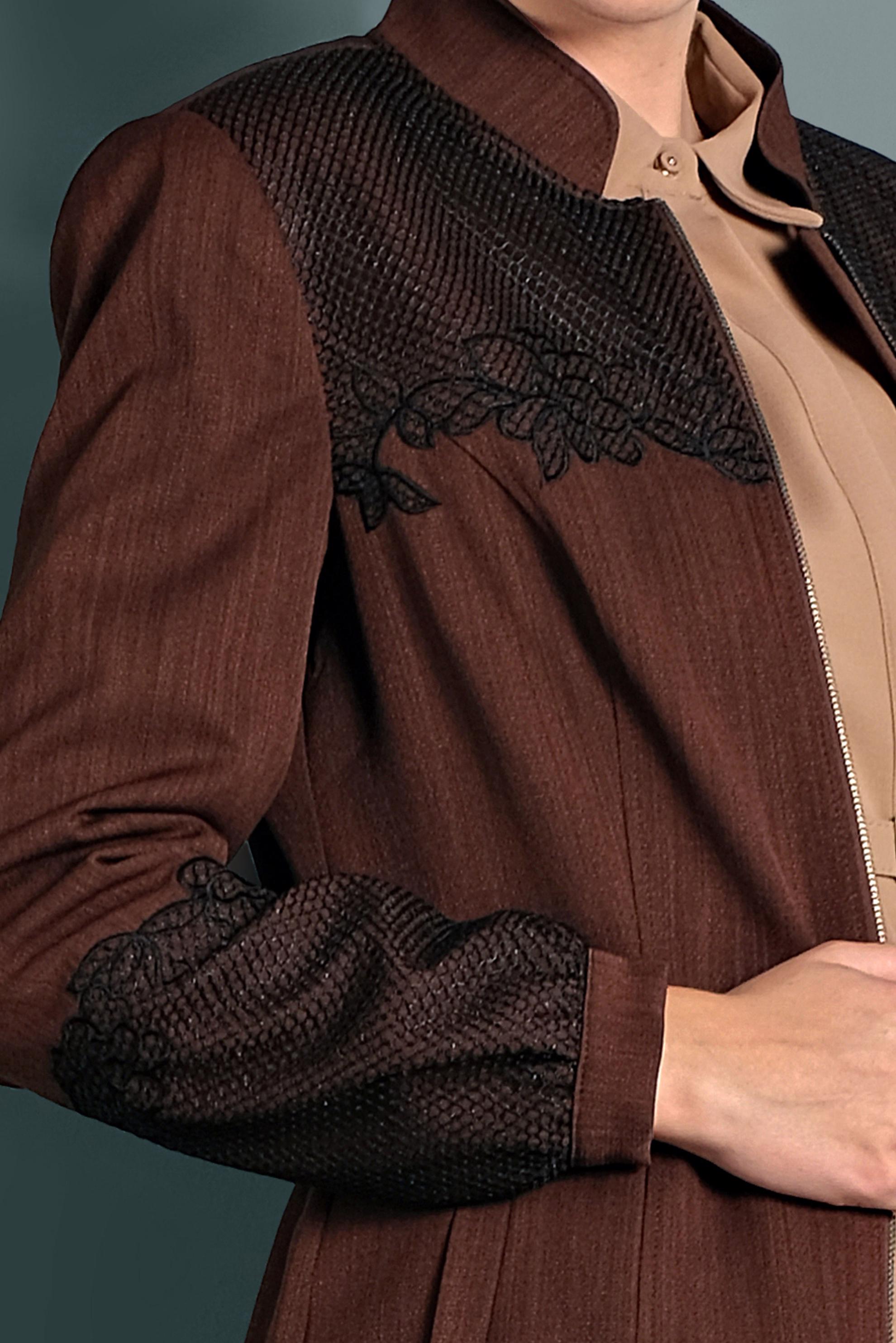 Hijab clothing ORANGE FISHNET DETAILED TOPCOAT 10009