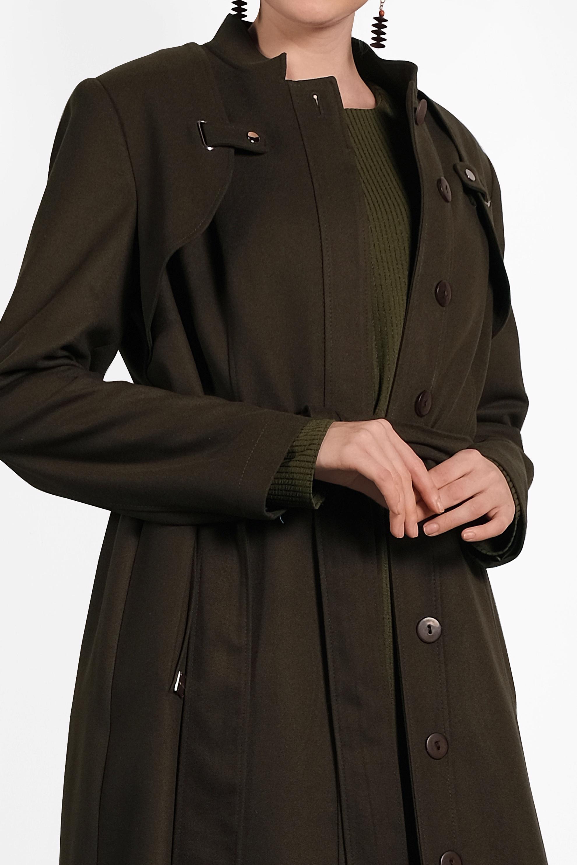 Tesettür giyim HAKİ BOYDAN DÜĞMELİ PARDESÜ 10136