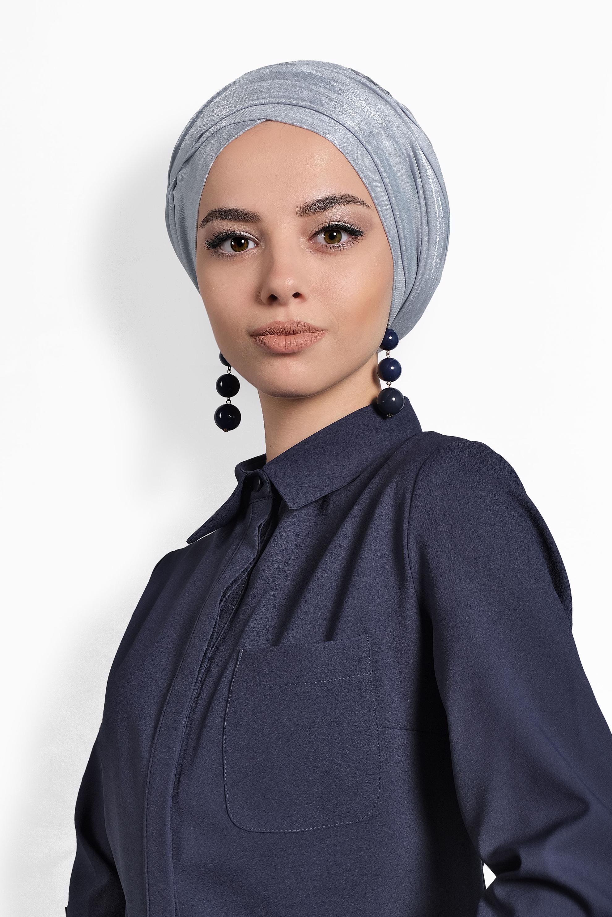 Tesettür giyim GÜMÜŞ ALVİNA TÜLLÜ TAŞLI ŞAL 8000 