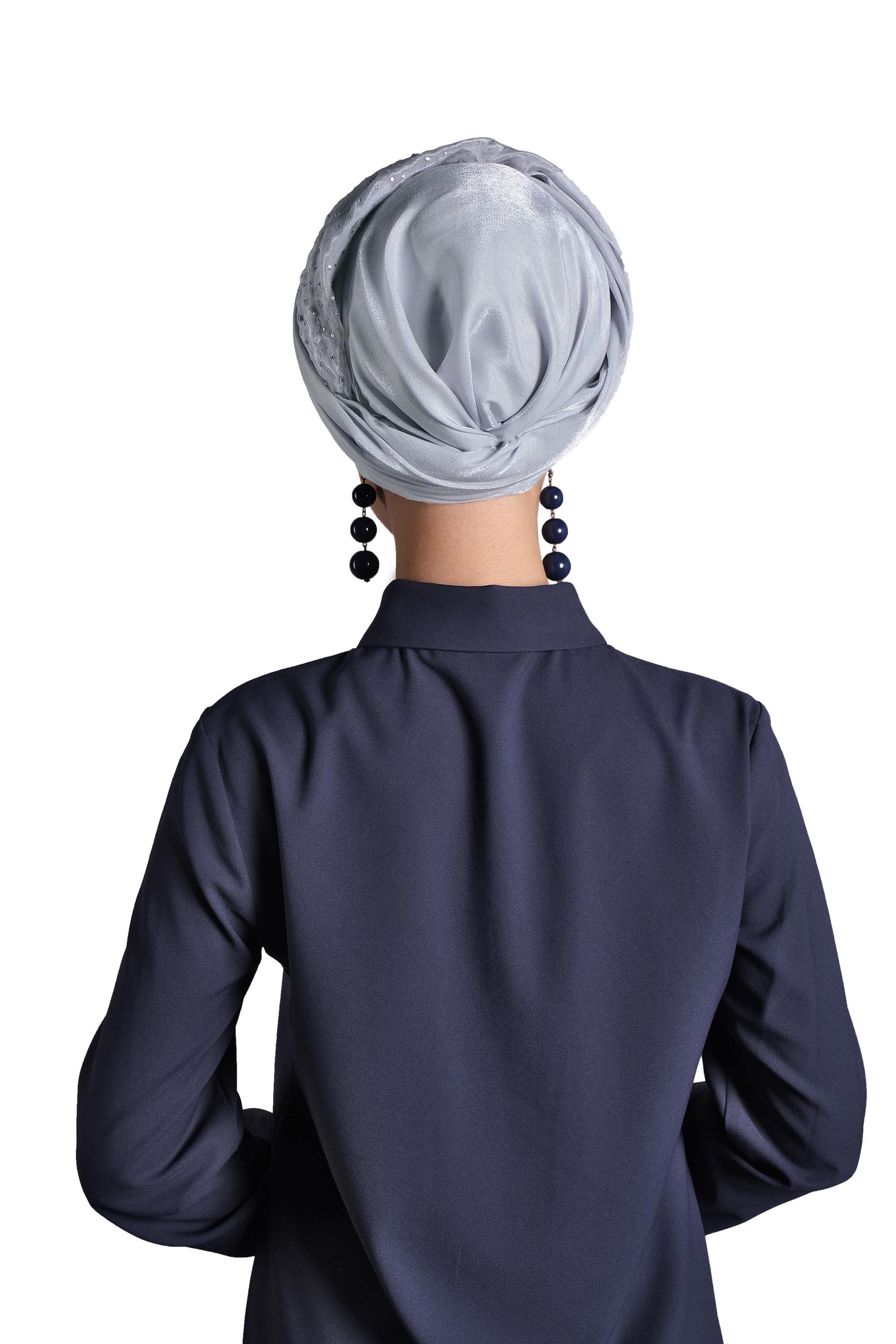 Tesettür giyim GÜMÜŞ ALVİNA TÜLLÜ TAŞLI ŞAL 8000 