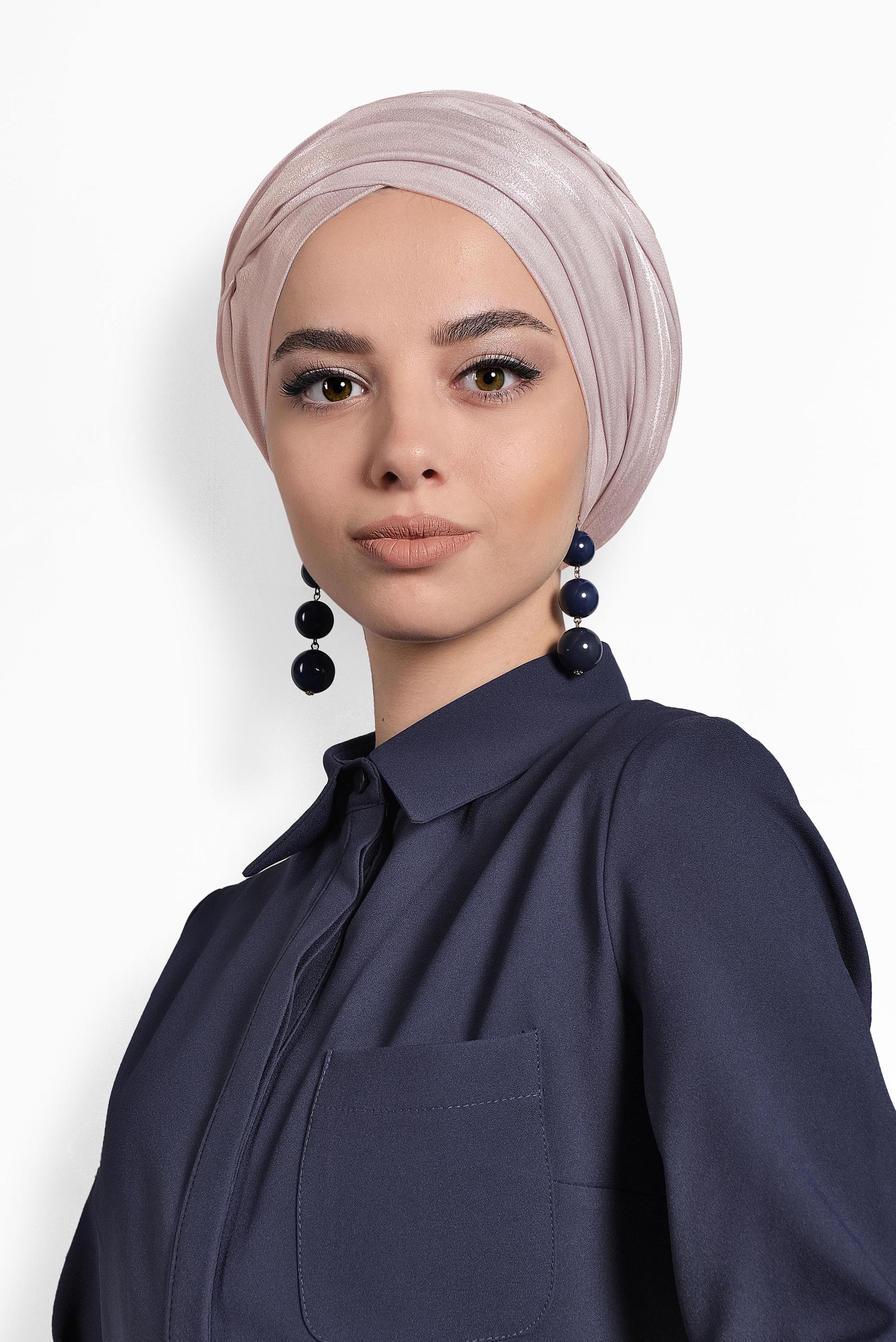 Tesettür giyim PUDRA ALVİNA TÜLLÜ TAŞLI ŞAL 8000 