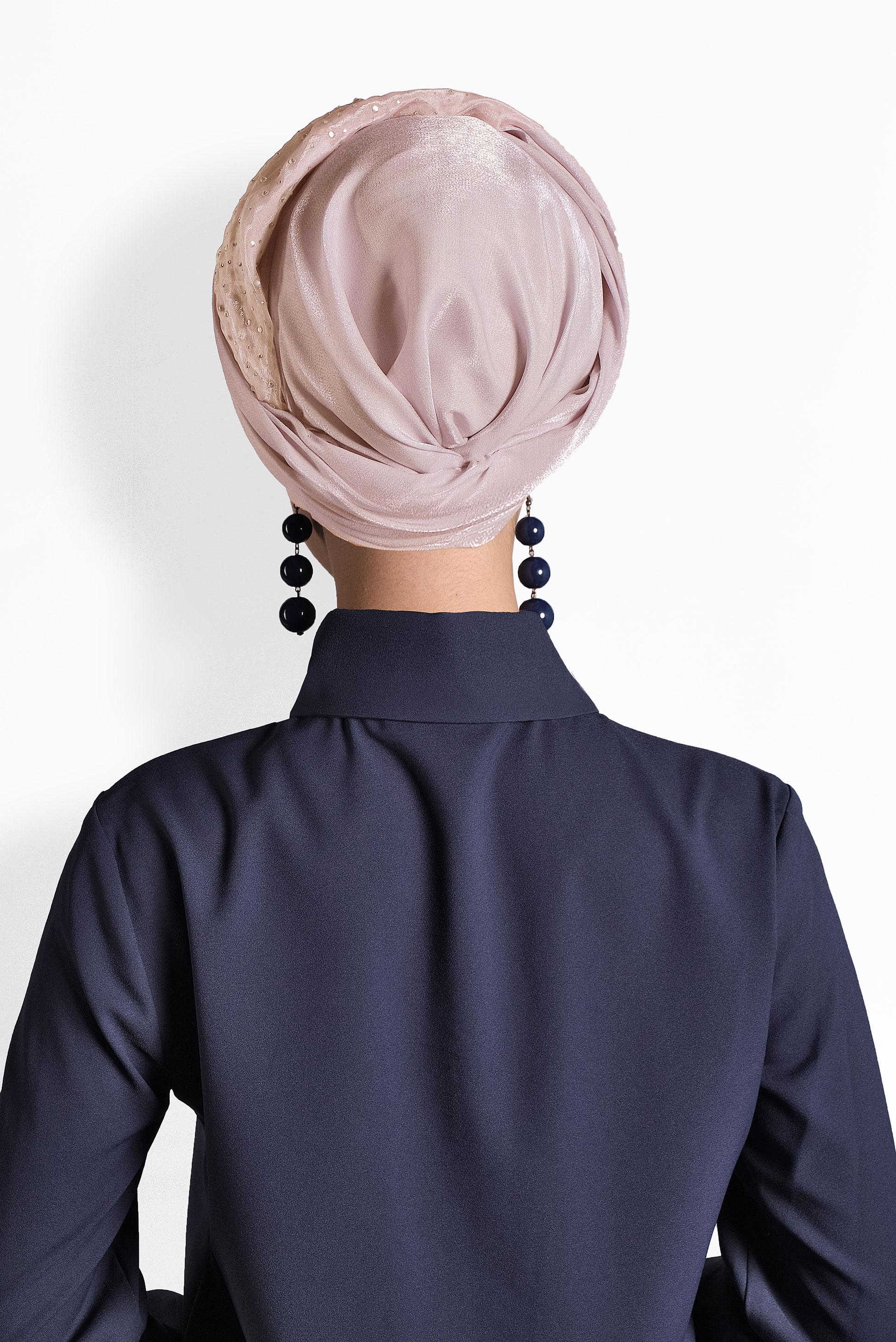 Tesettür giyim PUDRA ALVİNA TÜLLÜ TAŞLI ŞAL 8000 