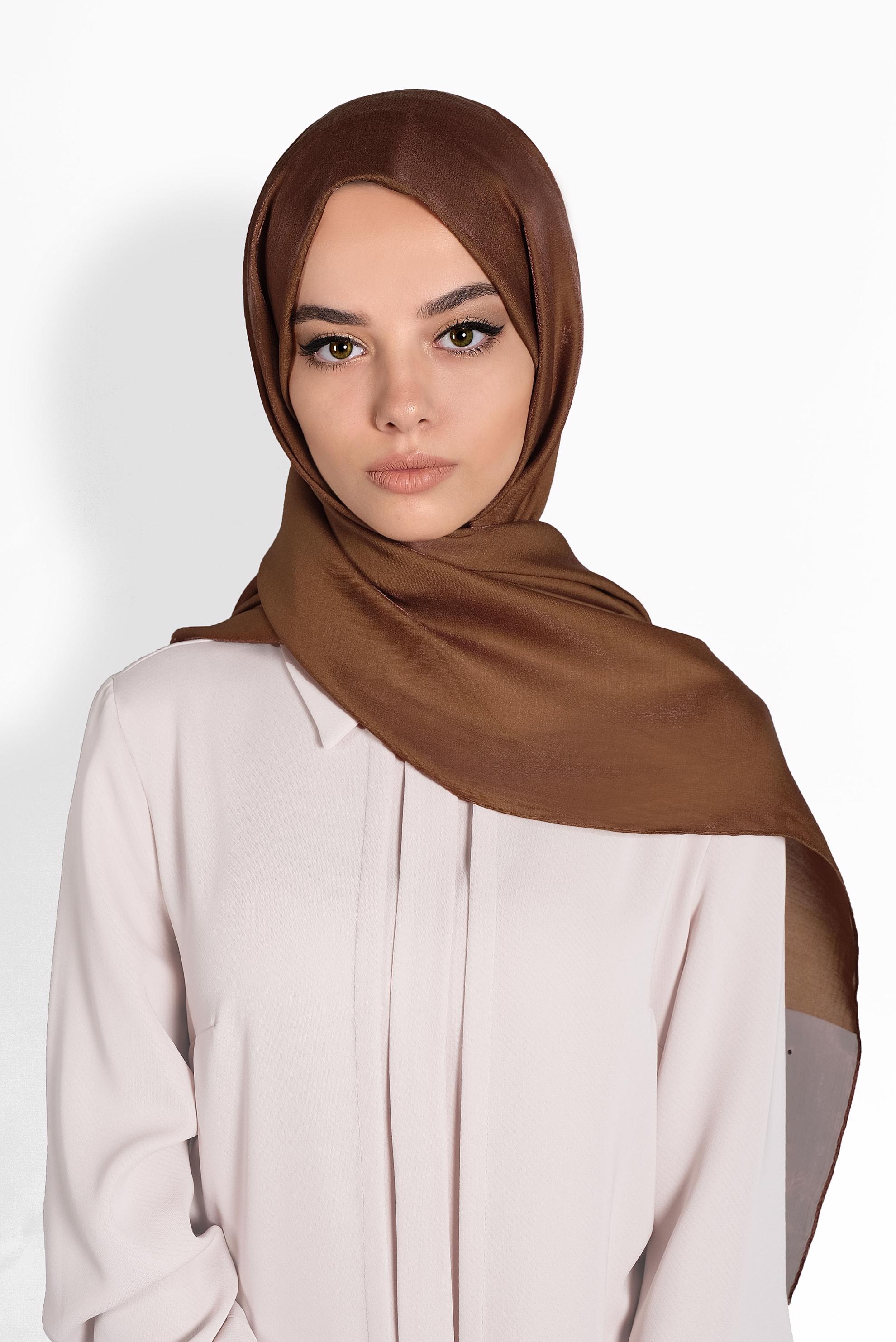 Tesettür giyim TABA ALVİNA TÜLLÜ TAŞLI ŞAL 8000 