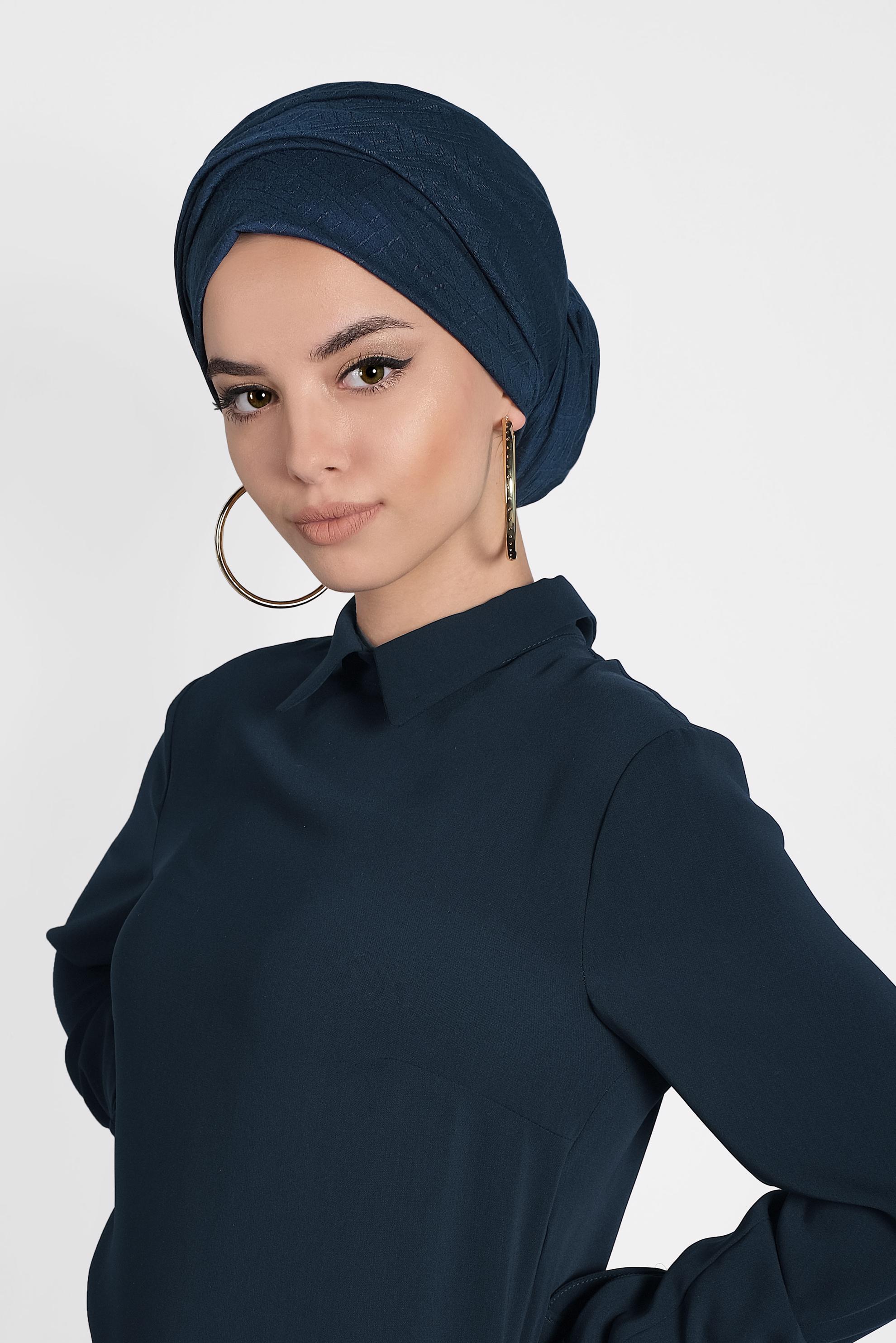 Tesettür giyim LACİVERT ÇİZGİLİ PAMUK ŞAL 8001 