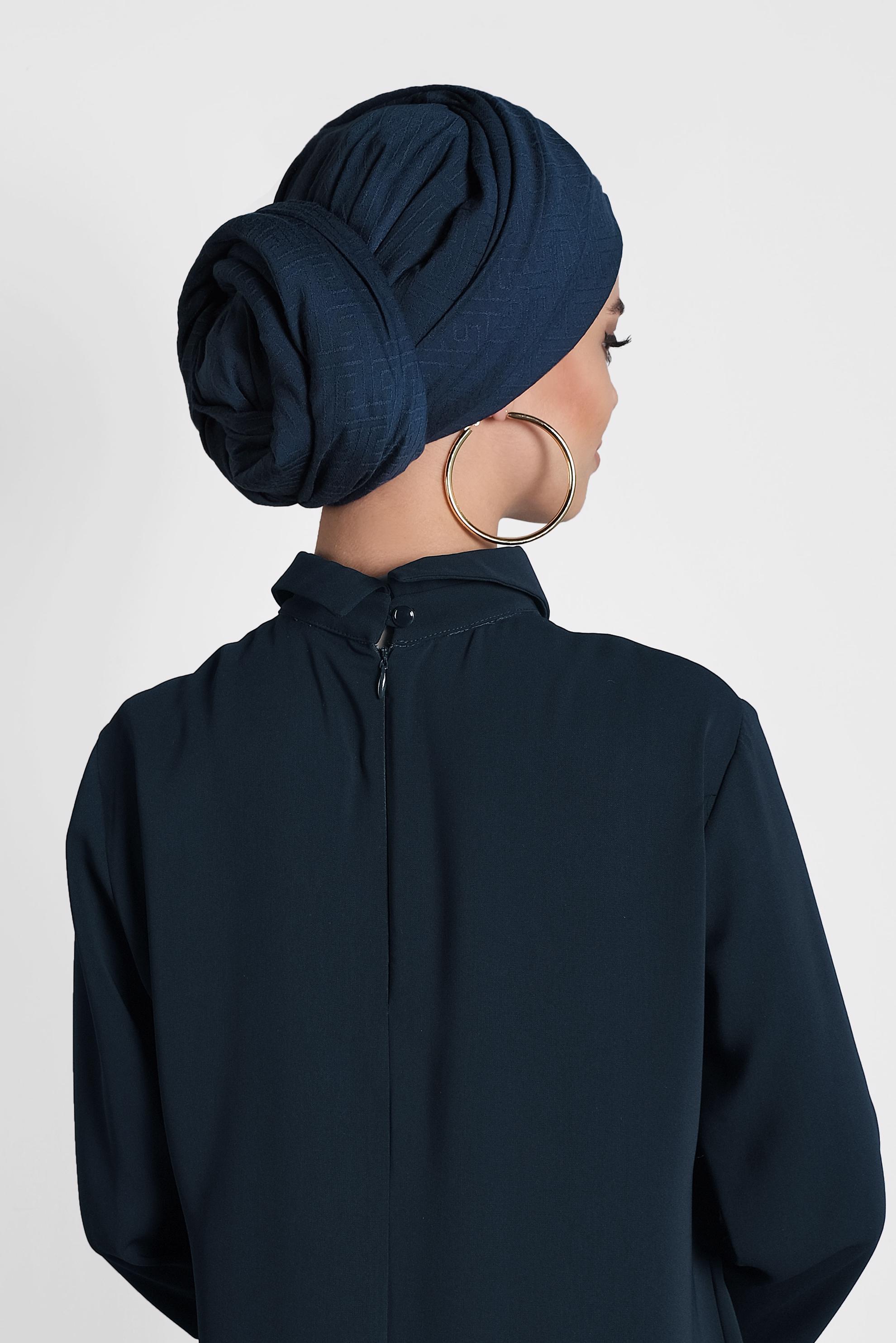 Tesettür giyim LACİVERT ÇİZGİLİ PAMUK ŞAL 8001 