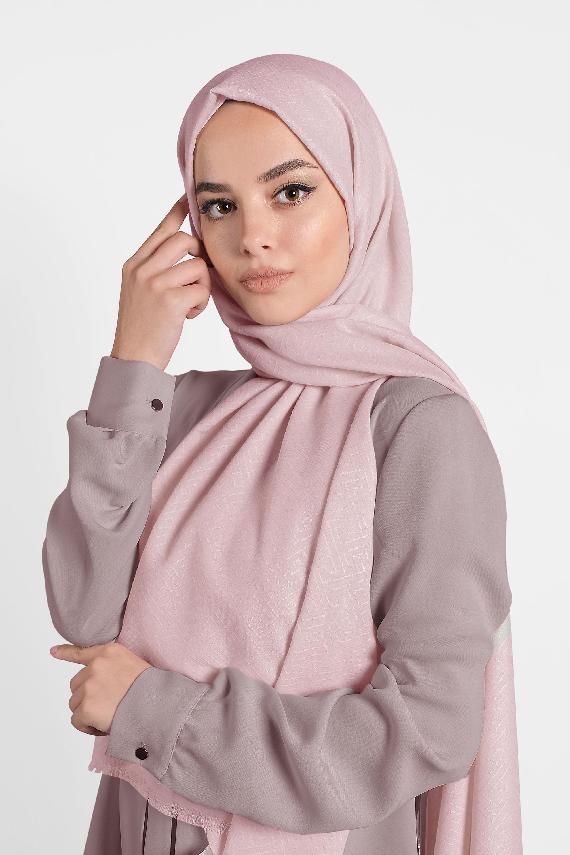 Tesettür giyim PUDRA ÇİZGİLİ PAMUK ŞAL 8001 