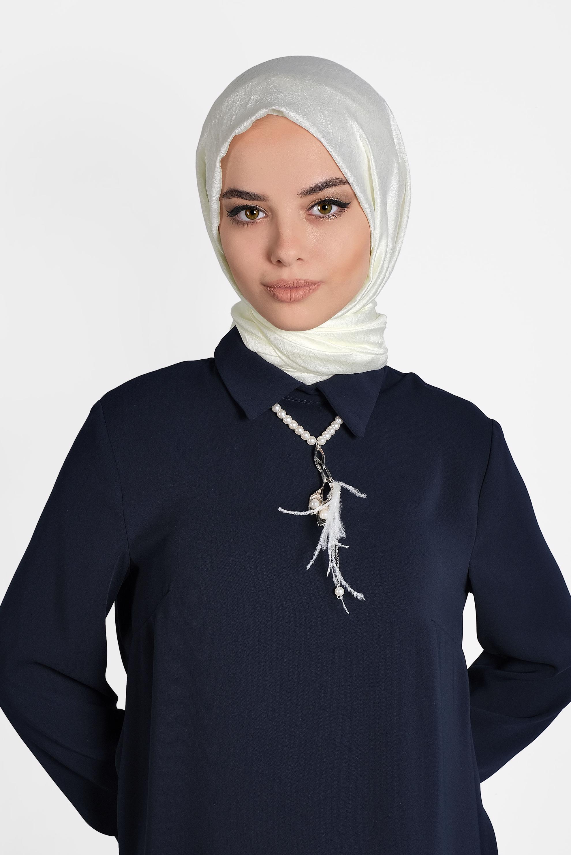 Tesettür giyim EKRU ALVİNA JAKARLI MİLANO ŞAL 8002  