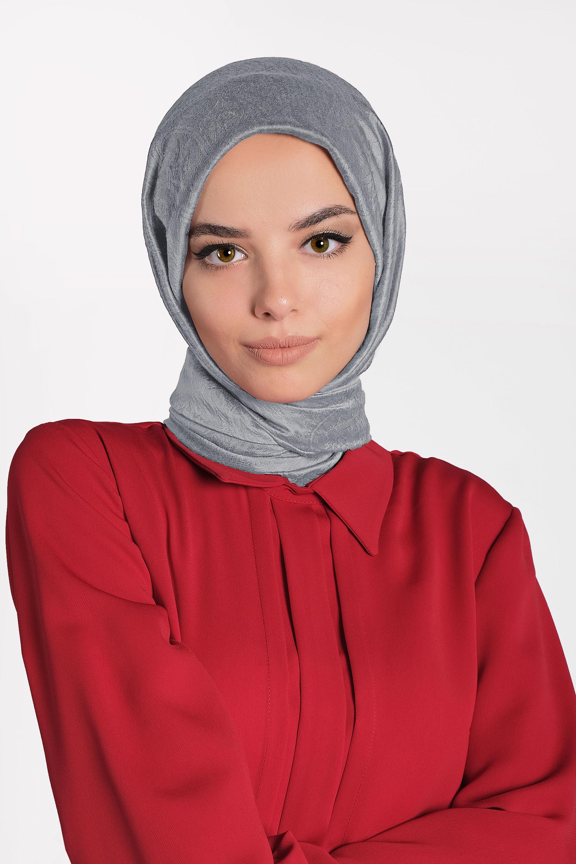 Tesettür giyim GÜMÜŞ ALVİNA JAKARLI MİLANO ŞAL 8002  