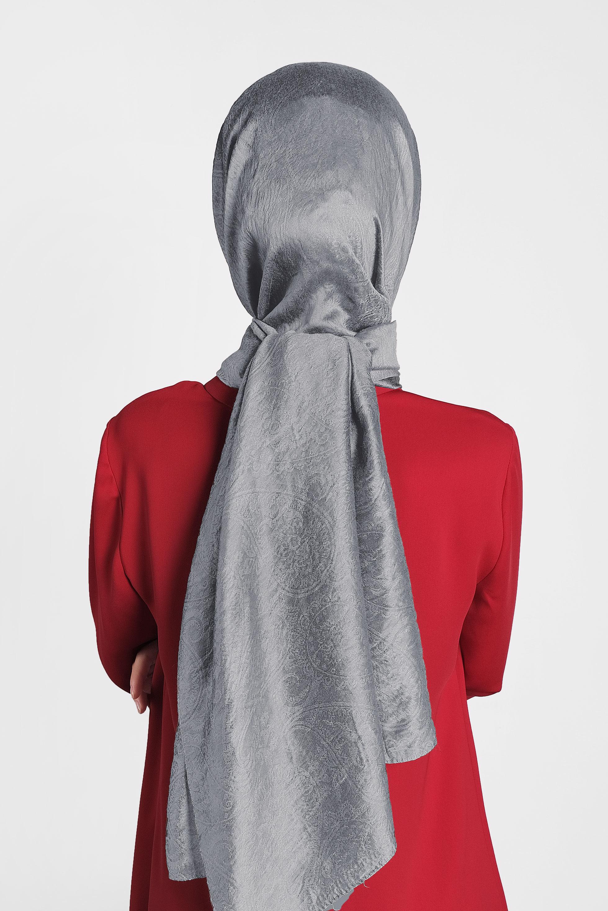 Tesettür giyim GÜMÜŞ ALVİNA JAKARLI MİLANO ŞAL 8002  