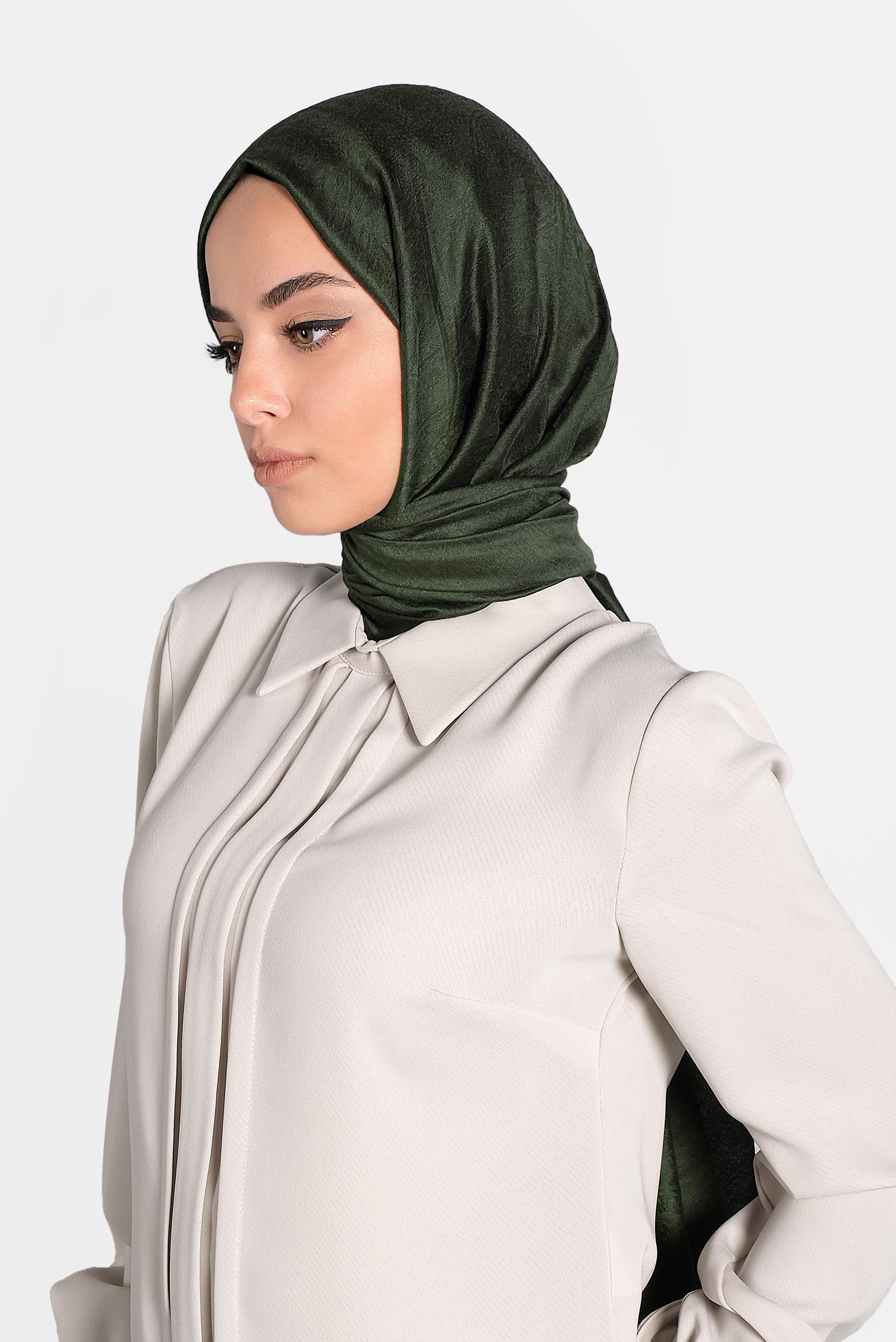 Tesettür giyim HAKİ ALVİNA JAKARLI MİLANO ŞAL 8002  