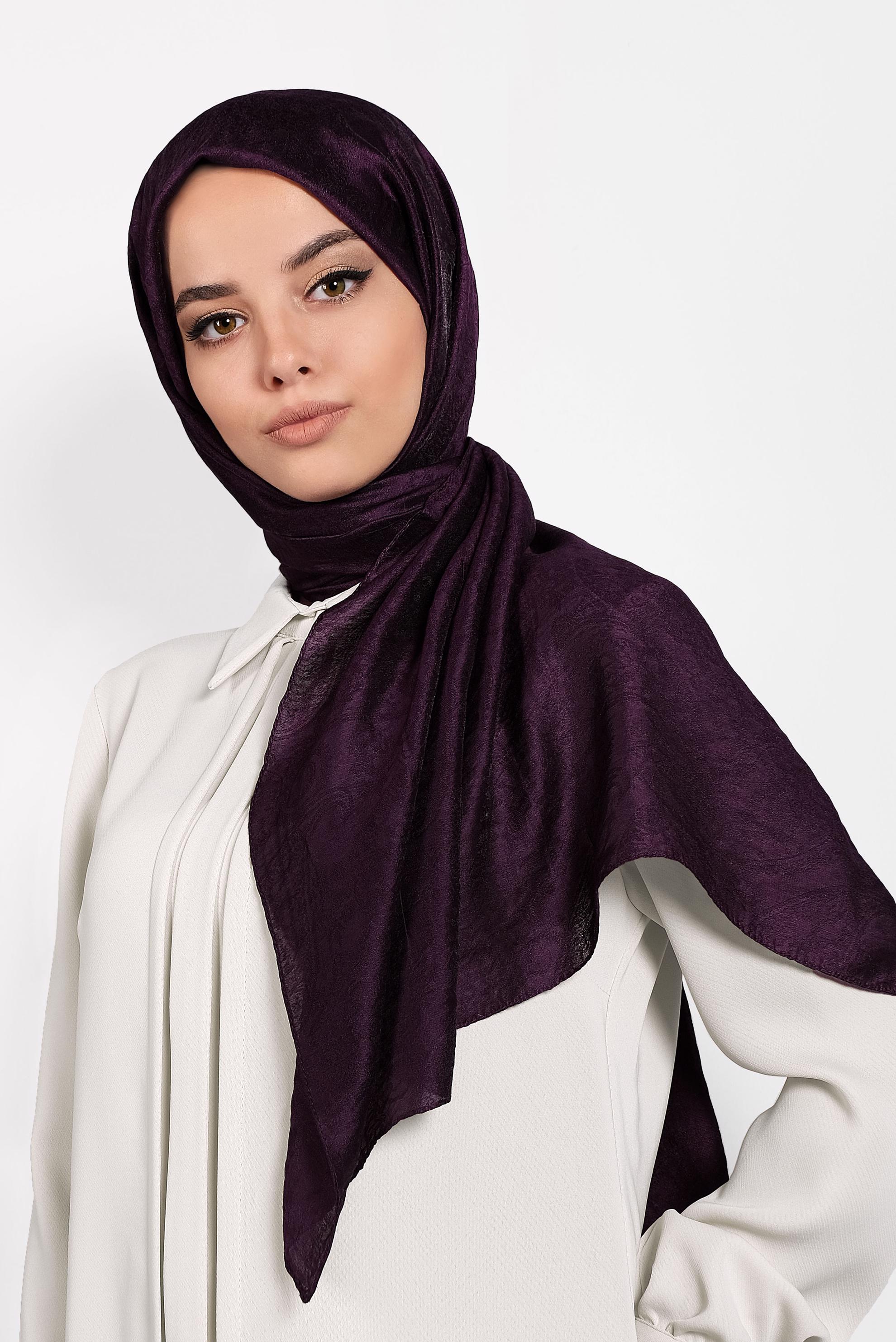 Tesettür giyim MÜRDÜM ALVİNA JAKARLI MİLANO ŞAL 8002  