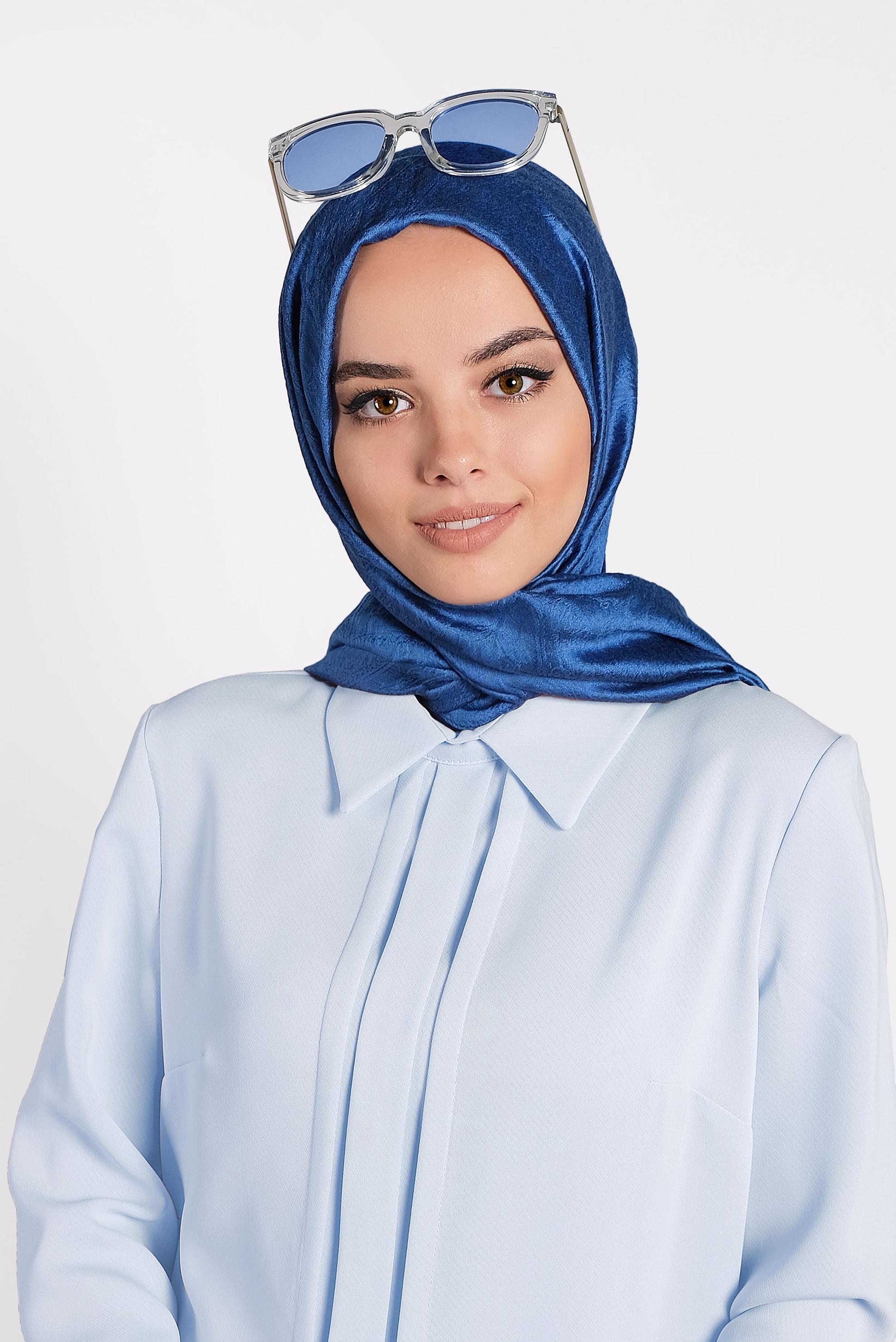 Tesettür giyim LACİVERT ALVİNA JAKARLI MİLANO ŞAL 8002  