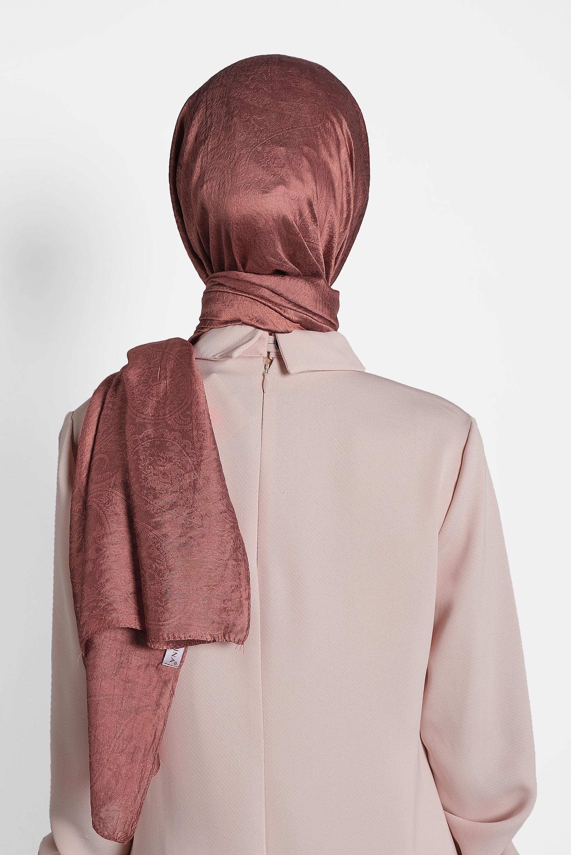 Tesettür giyim TURUNCU ALVİNA JAKARLI MİLANO ŞAL 8002  