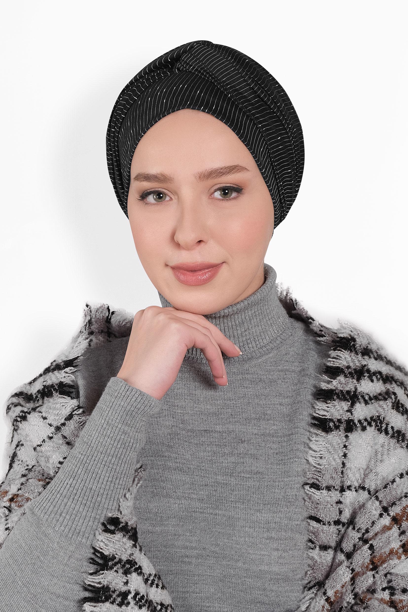 Tesettür giyim SİYAH ALVİNA NOPE ŞAL 8010 