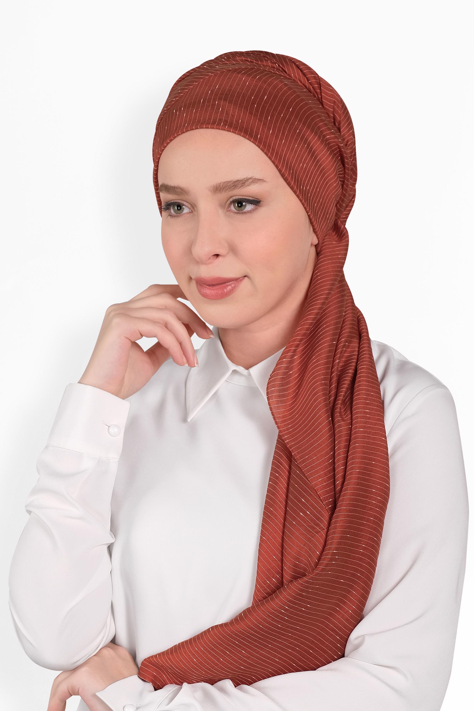 Tesettür giyim TURUNCU ALVİNA NOPE ŞAL 8010 