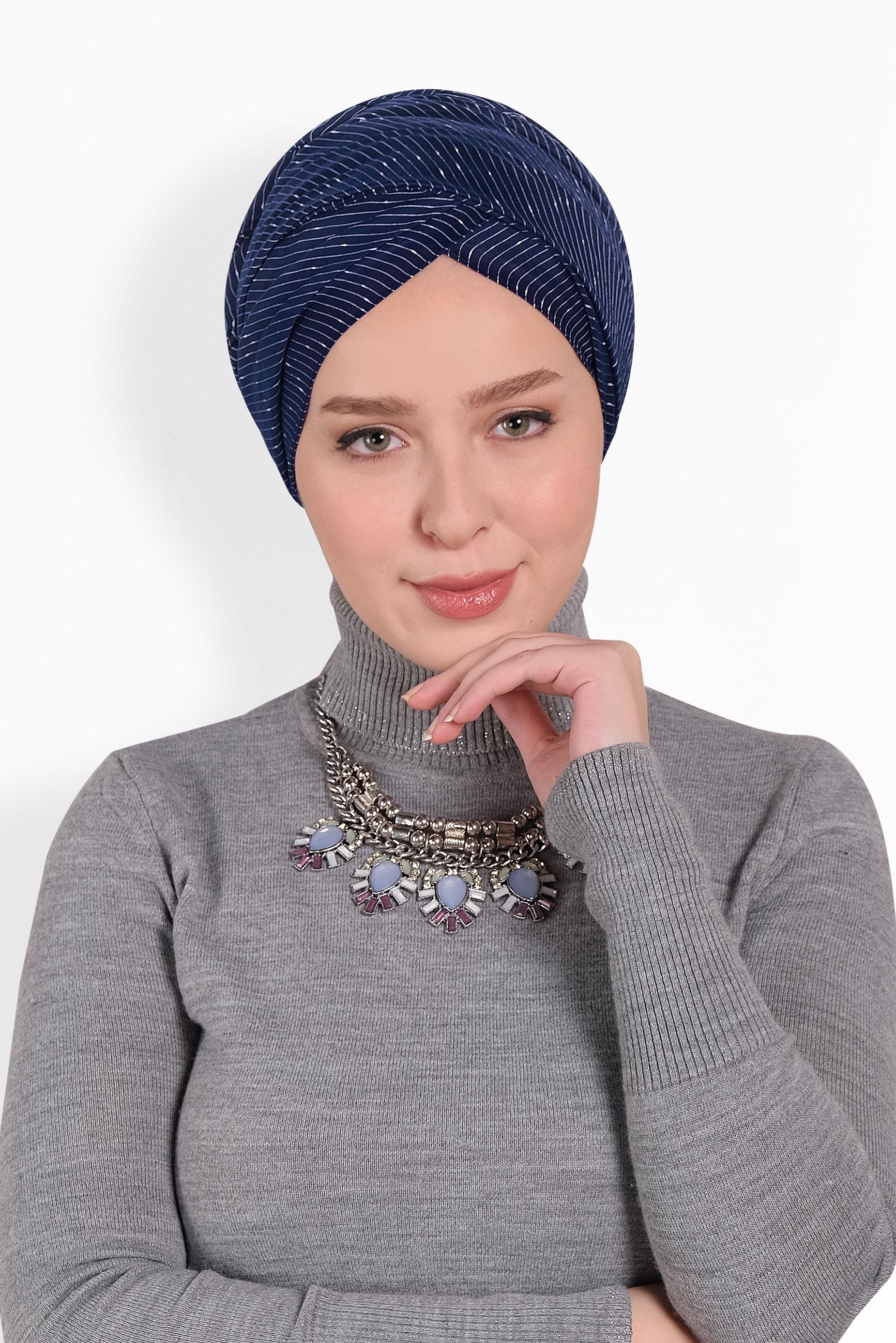 Tesettür giyim LACİVERT ALVİNA NOPE ŞAL 8010 