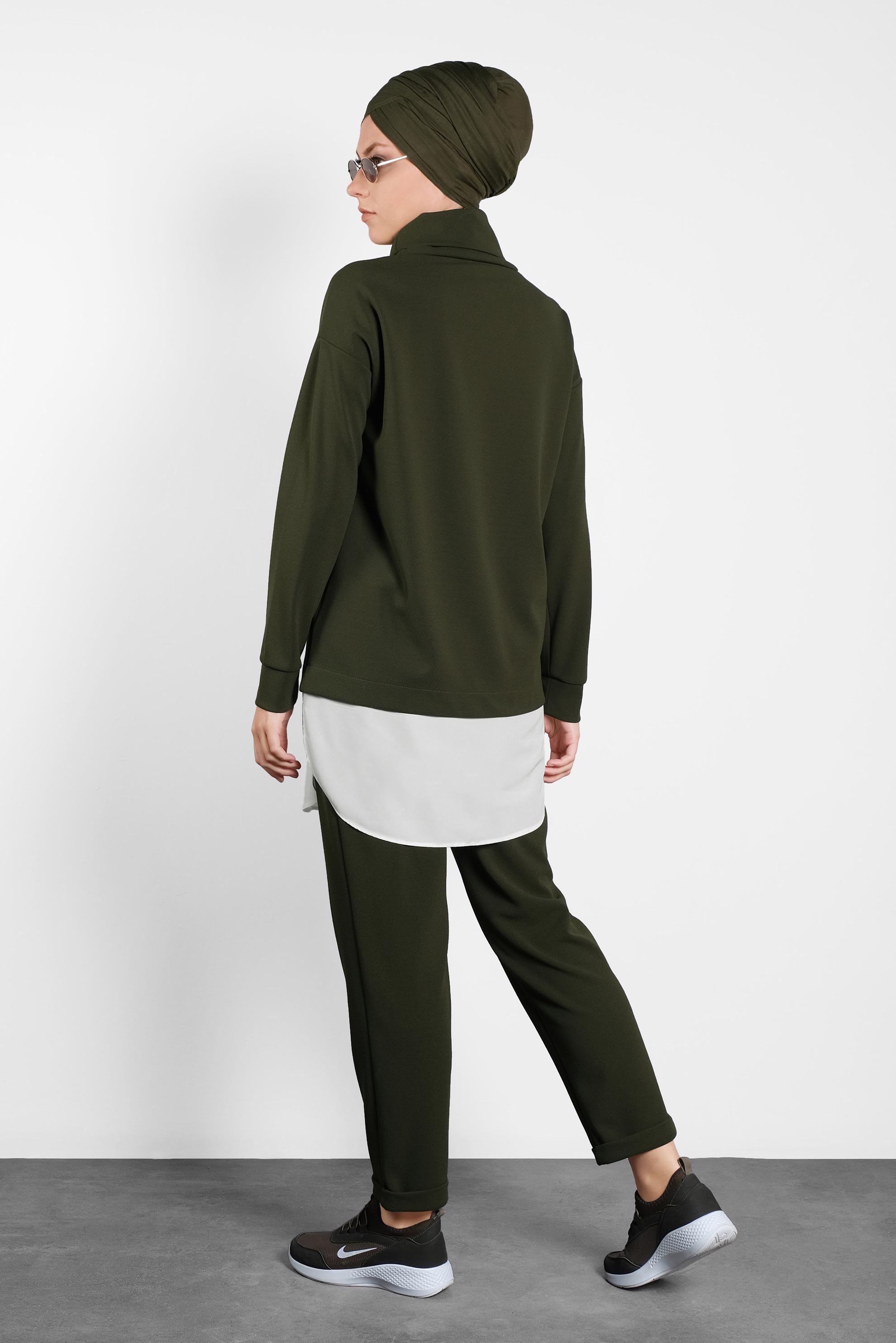 Hijab clothing KHAKI SHIRT-HEM PRINTED SUIT 40108 