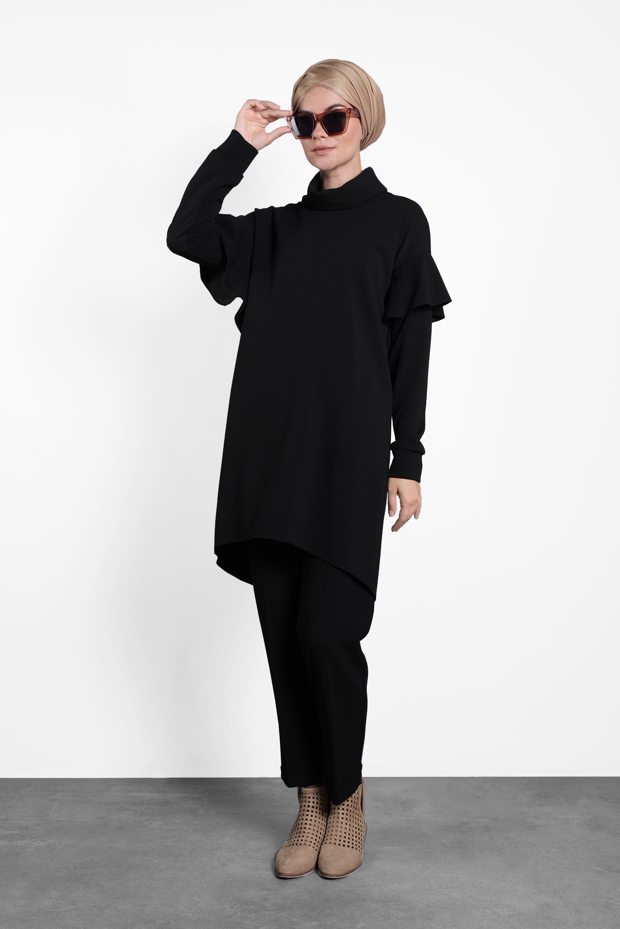 Hijab clothing BLACK FLOUNCE SUIT 40146 