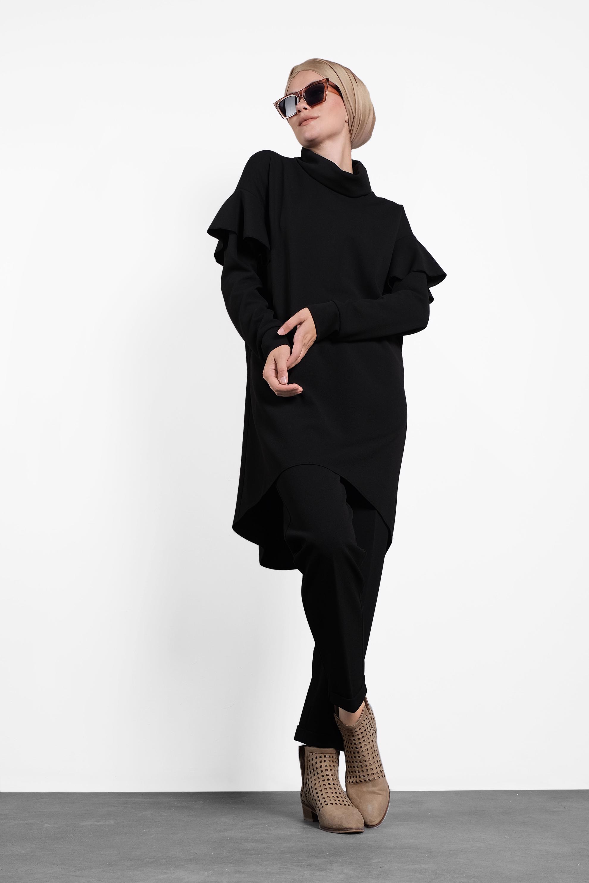 Hijab clothing BLACK FLOUNCE SUIT 40146 