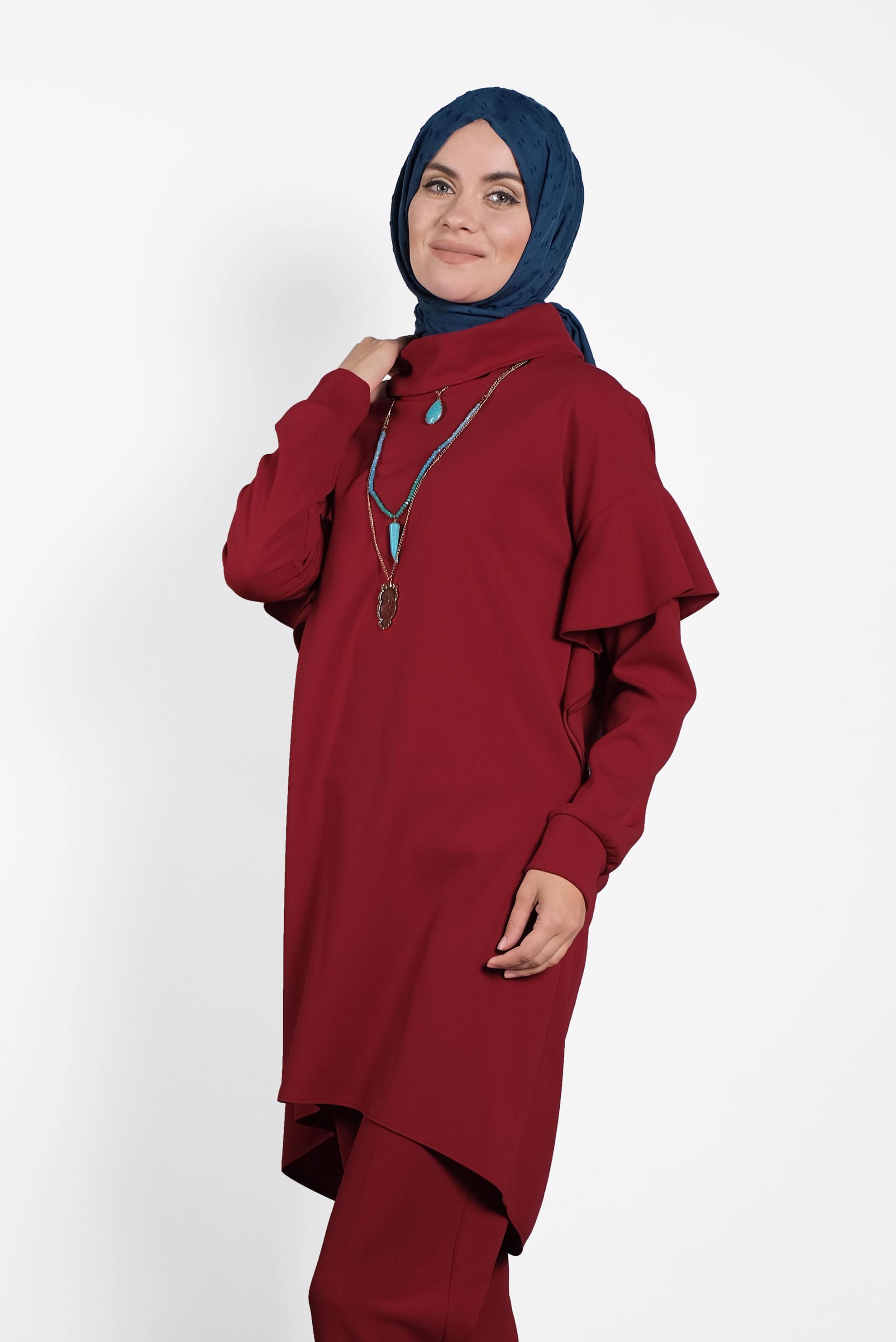 Hijab clothing RED FLOUNCE SUIT 40146 