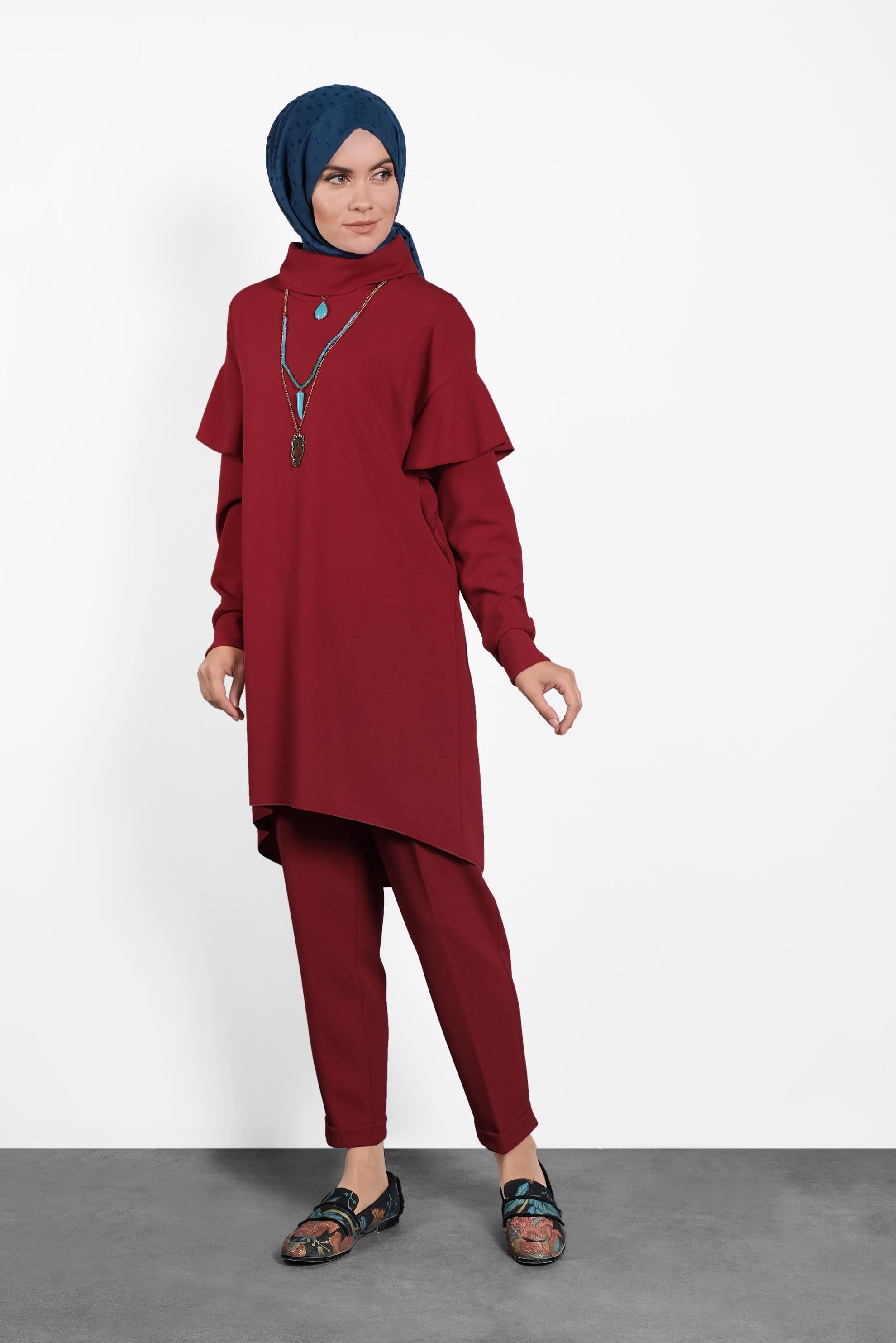 Hijab clothing RED FLOUNCE SUIT 40146 