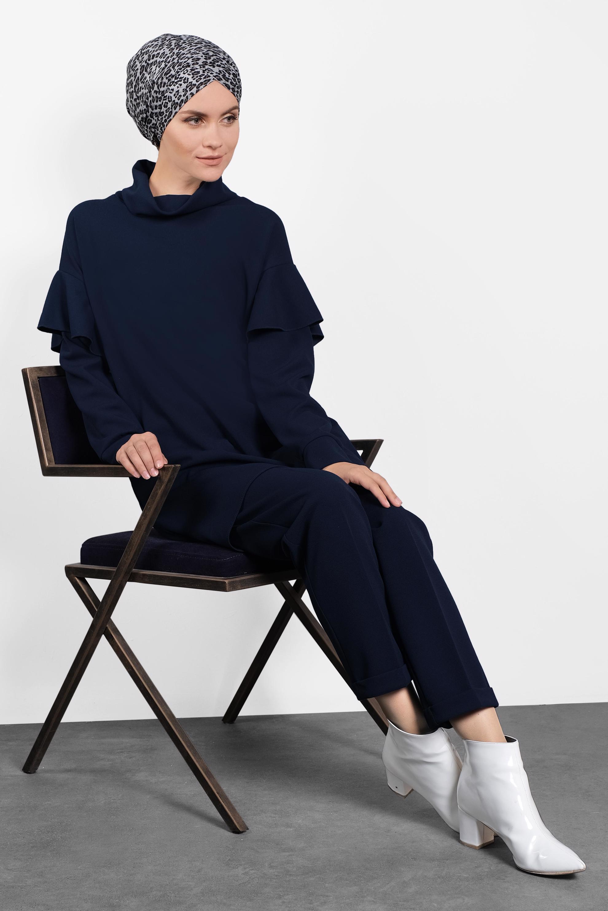 Hijab clothing NAVY BLUE FLOUNCE SUIT 40146 